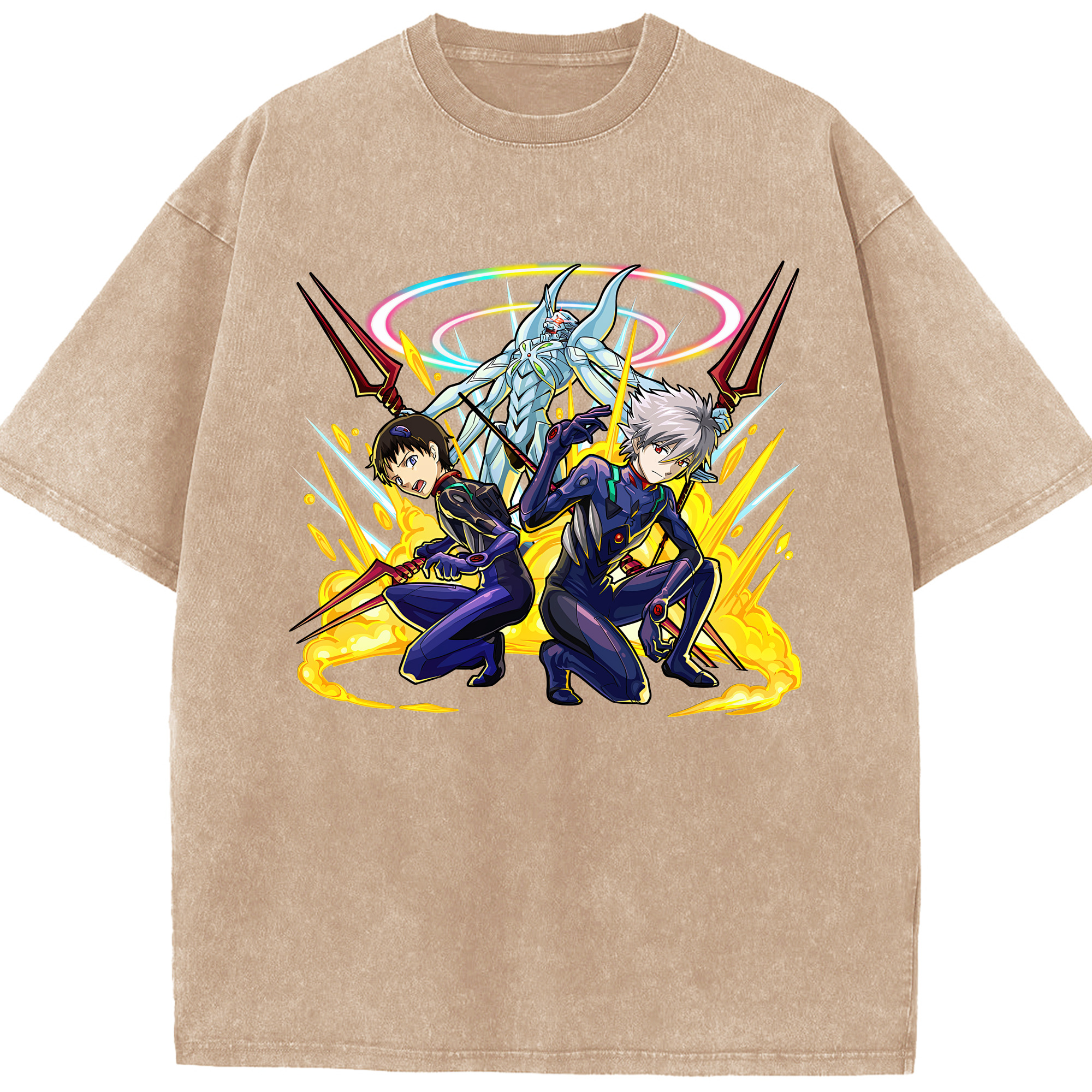（画像用） EVA 新世紀エヴァンゲリオン 綿100% ヴィンテージ風 半袖Tシャツ（フロントプリント）
