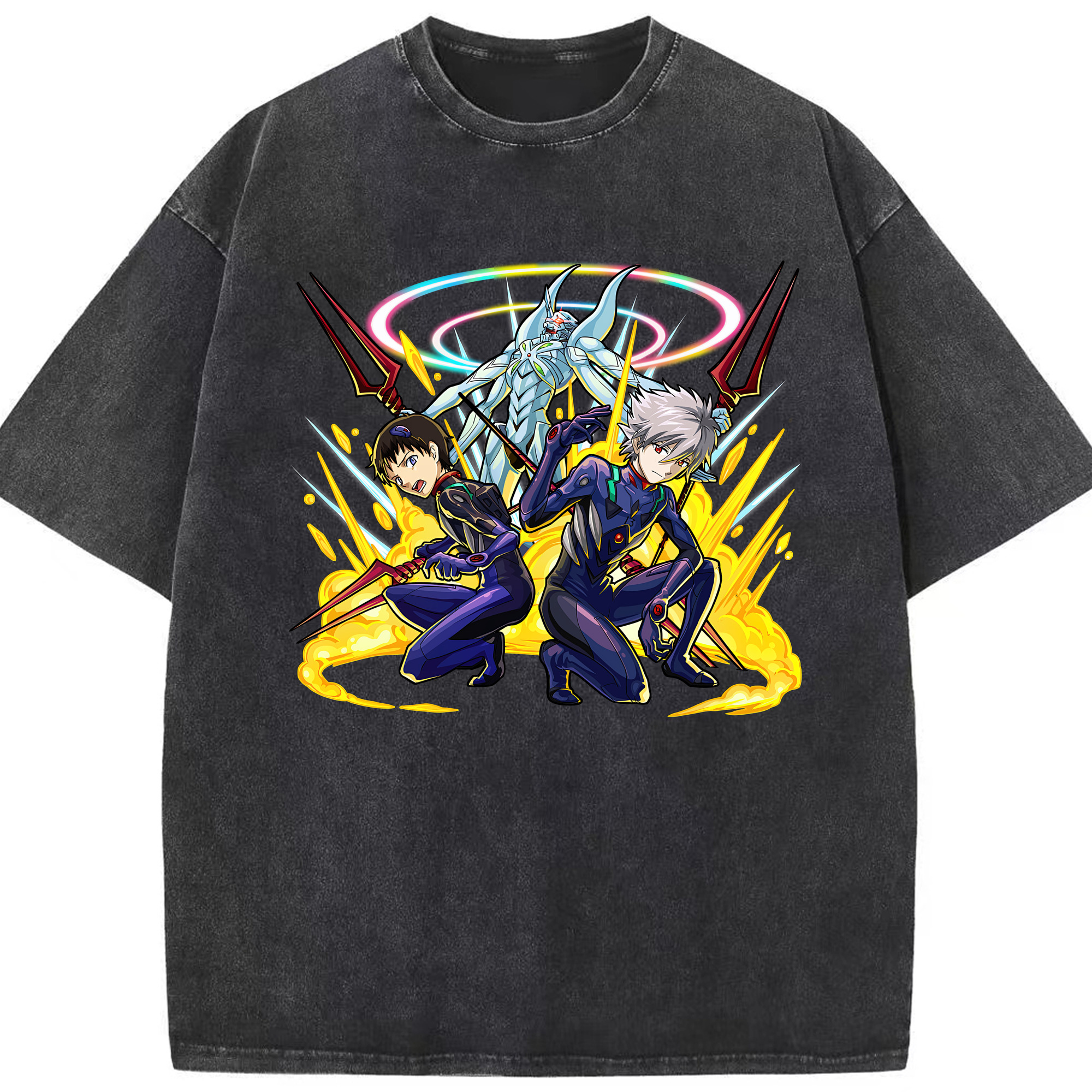 （画像用） EVA 新世紀エヴァンゲリオン 綿100% ヴィンテージ風 半袖Tシャツ（フロントプリント）