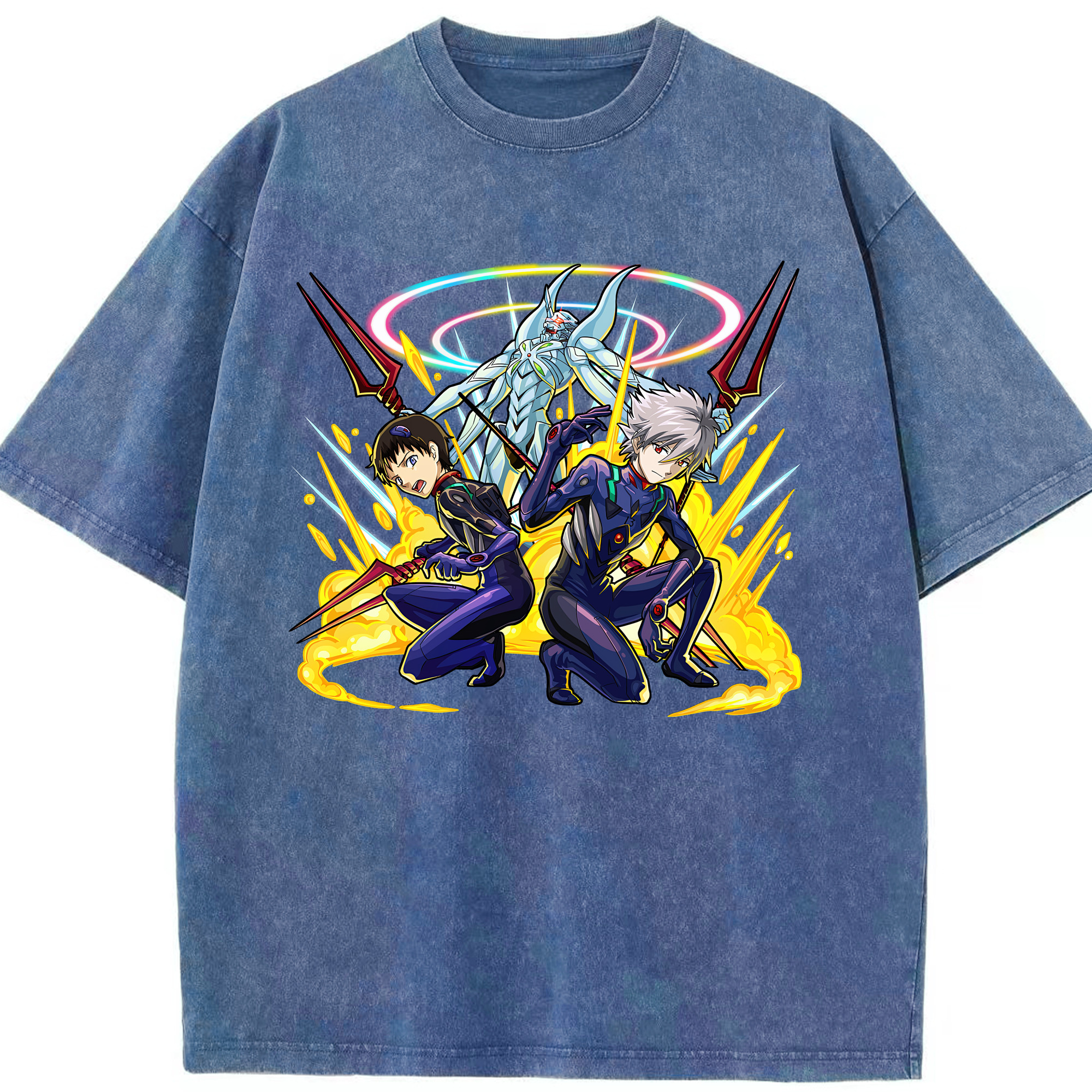 （画像用） EVA 新世紀エヴァンゲリオン 綿100% ヴィンテージ風 半袖Tシャツ（フロントプリント）