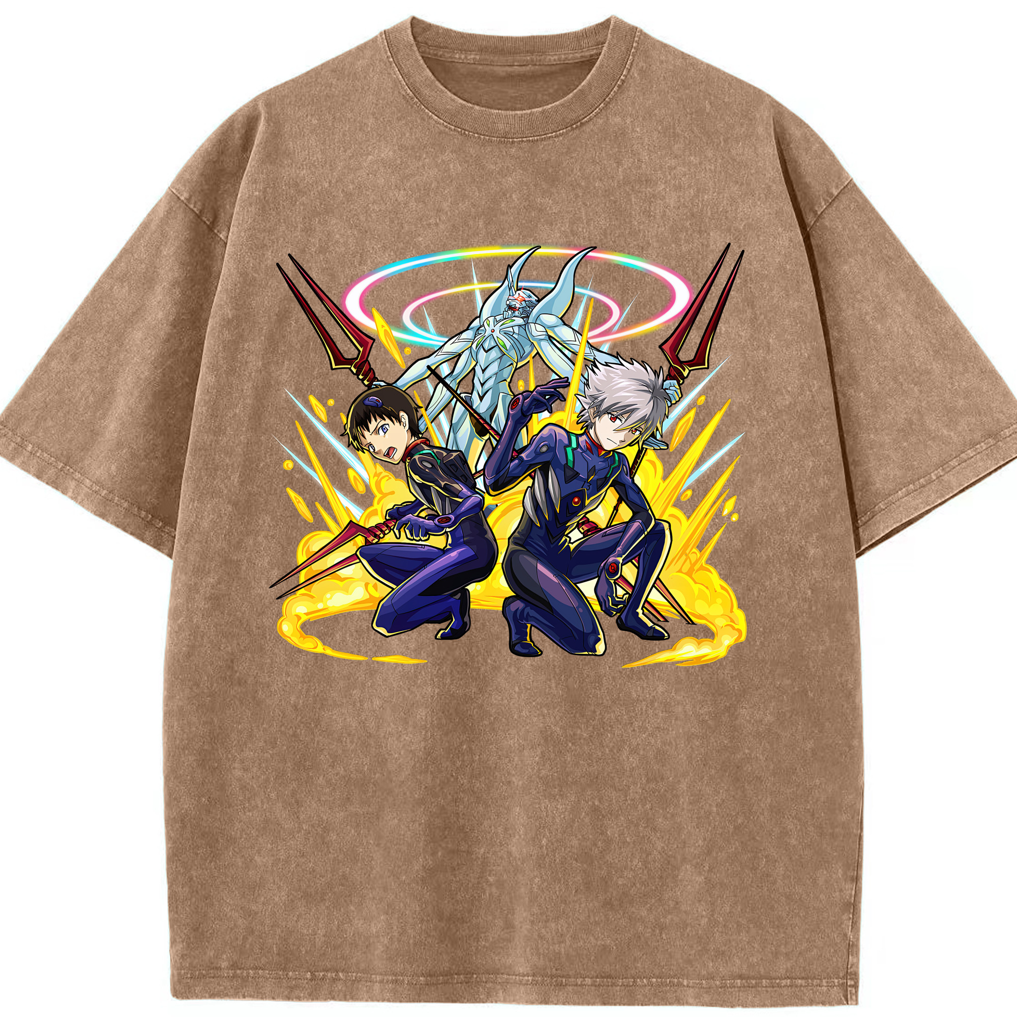 （画像用） EVA 新世紀エヴァンゲリオン 綿100% ヴィンテージ風 半袖Tシャツ（フロントプリント）
