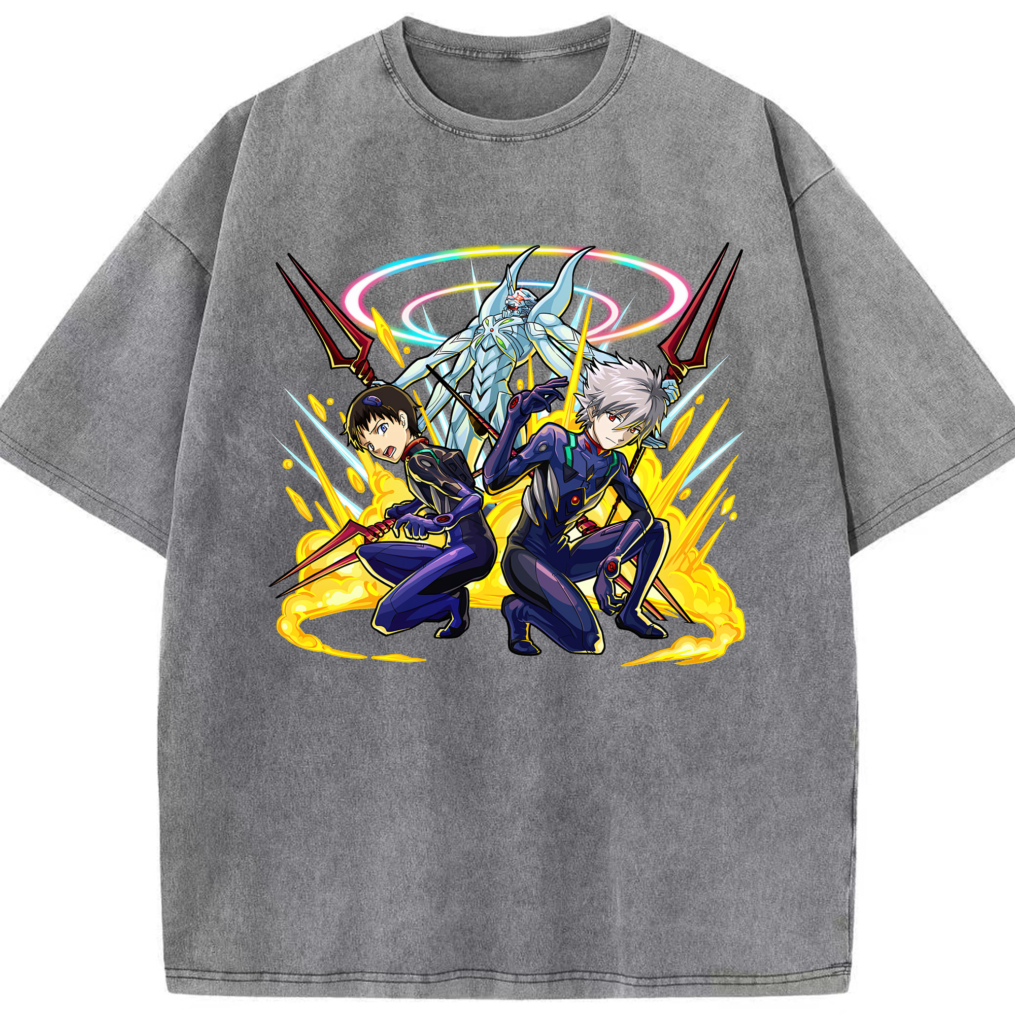 （画像用） EVA 新世紀エヴァンゲリオン 綿100% ヴィンテージ風 半袖Tシャツ（フロントプリント）