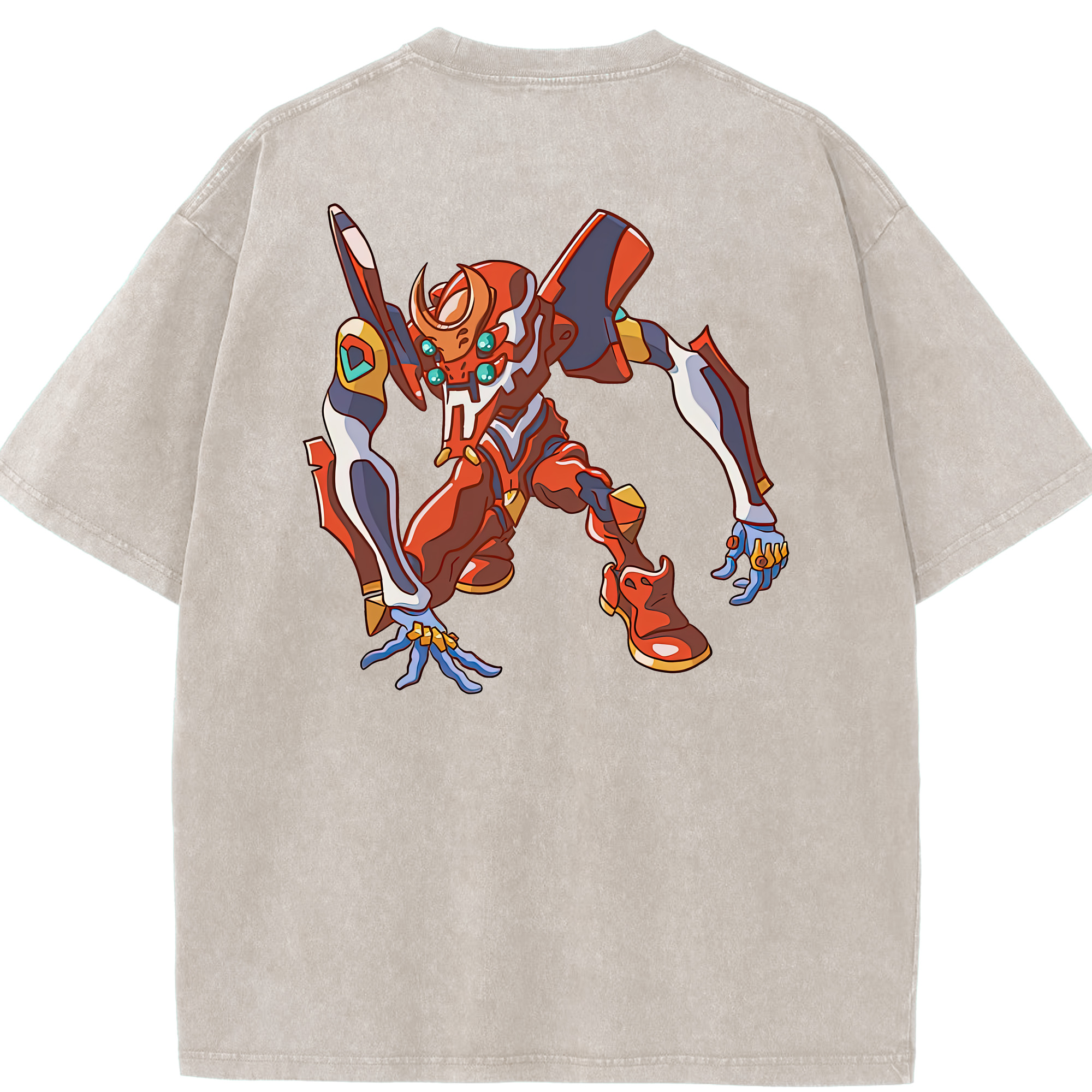 （画像用） EVA 新世紀エヴァンゲリオン 綿100% ヴィンテージ風 半袖Tシャツ（背面プリント）