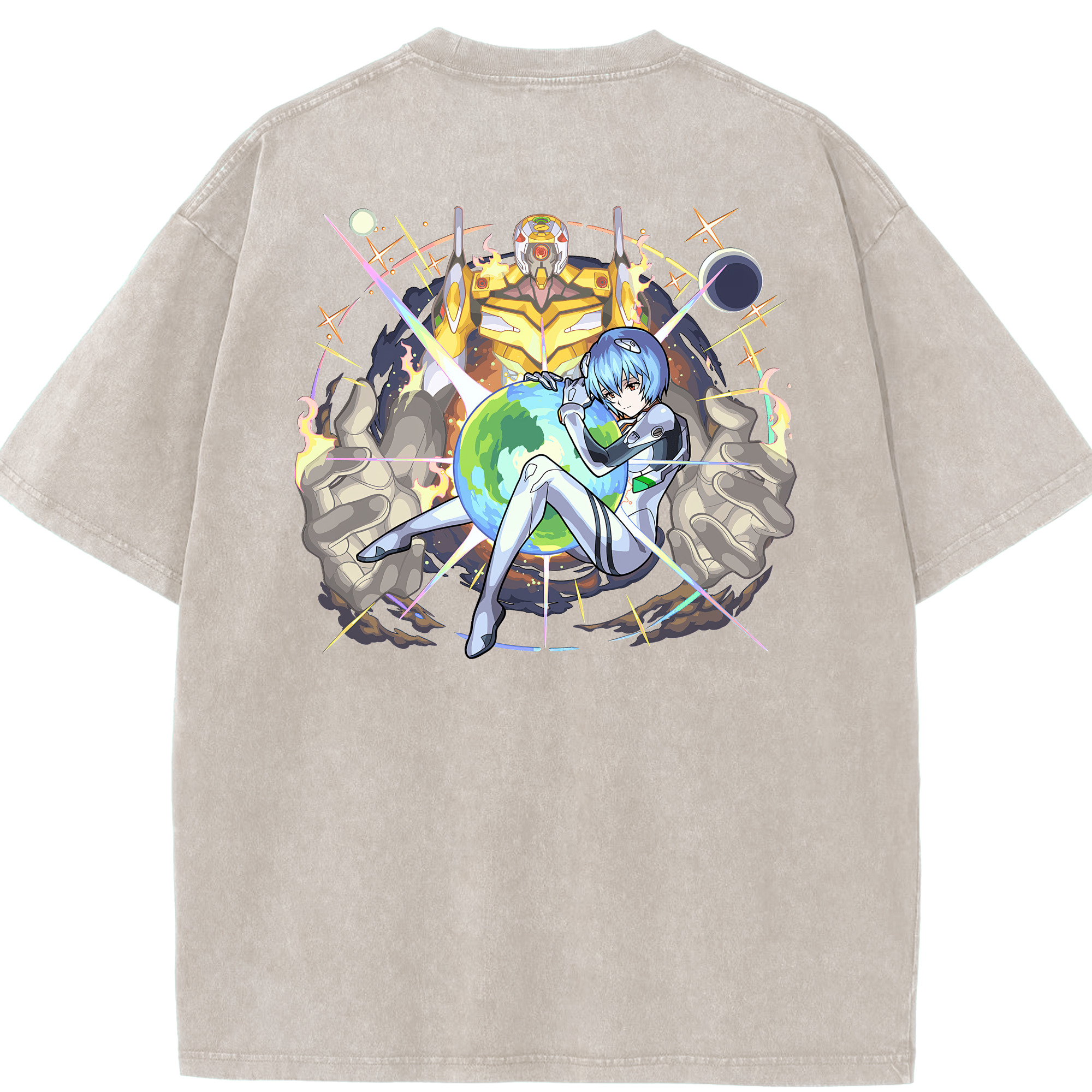 （画像用） EVA 新世紀エヴァンゲリオン 綿100% ヴィンテージ風 半袖Tシャツ（背面プリント）
