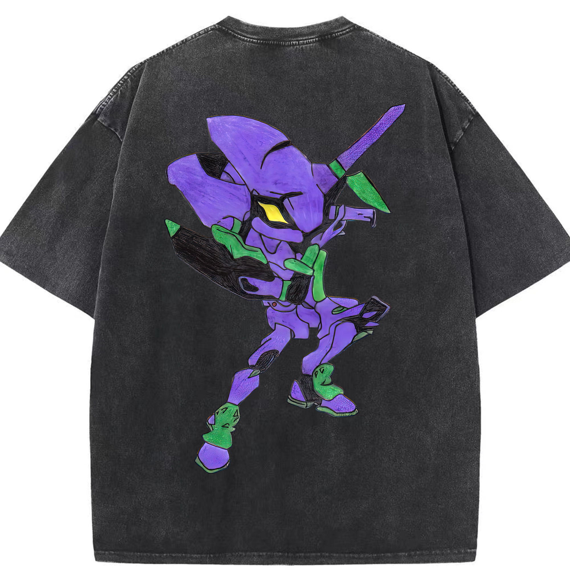 （画像用） EVA 新世紀エヴァンゲリオン 綿100% ヴィンテージ風 半袖Tシャツ（背面プリント）