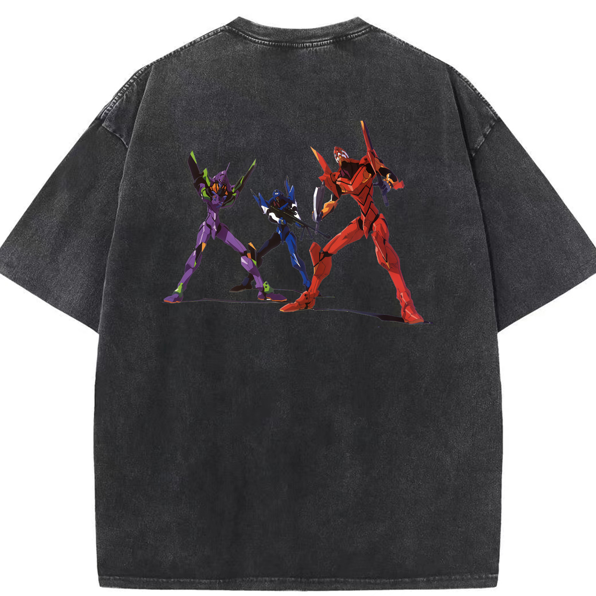 （画像用） EVA 新世紀エヴァンゲリオン 綿100% ヴィンテージ風 半袖Tシャツ（背面プリント）