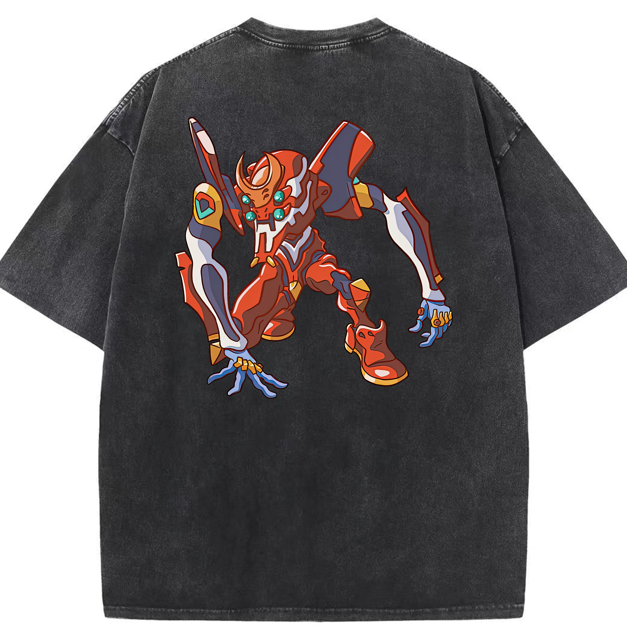 （画像用） EVA 新世紀エヴァンゲリオン 綿100% ヴィンテージ風 半袖Tシャツ（背面プリント）