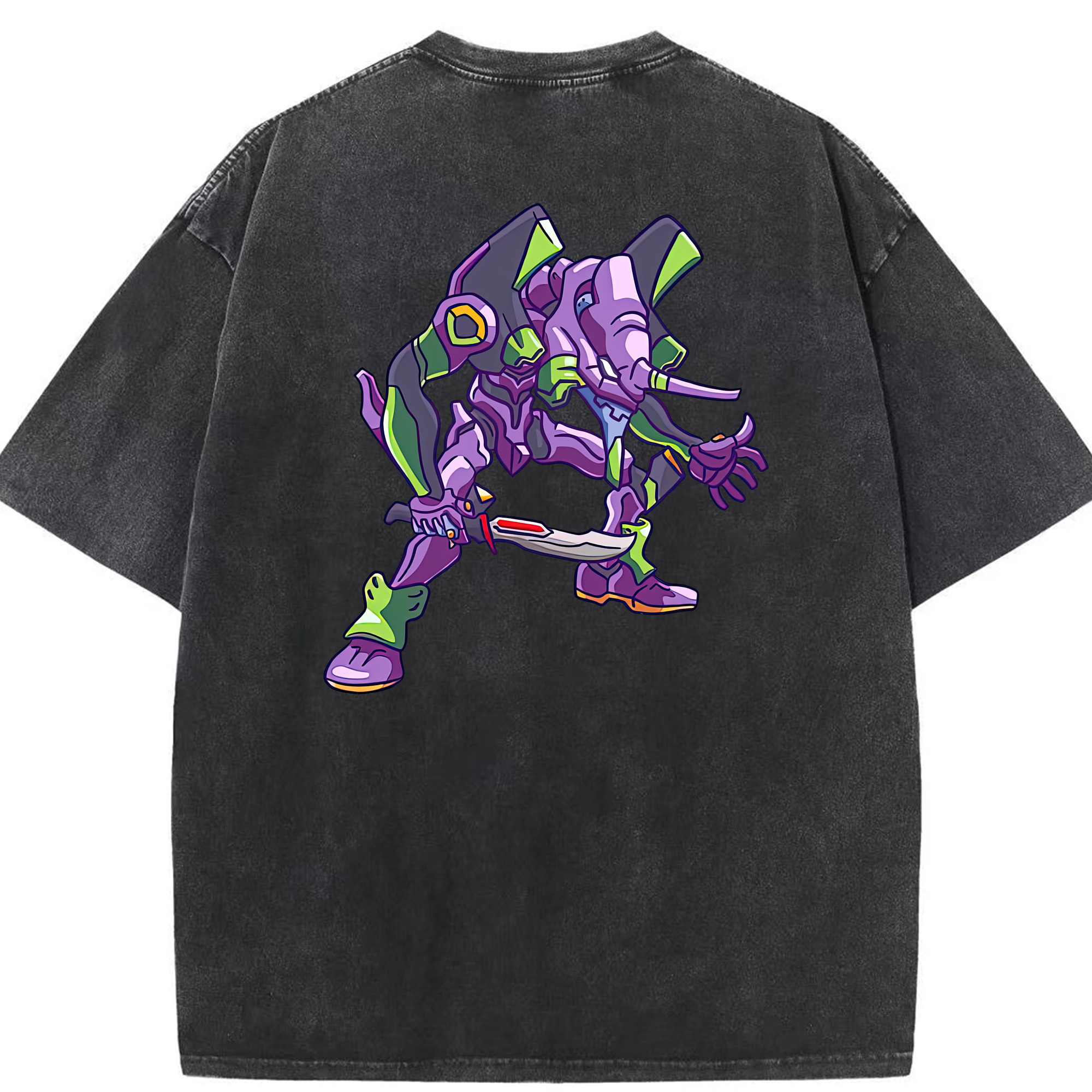 （画像用） EVA 新世紀エヴァンゲリオン 綿100% ヴィンテージ風 半袖Tシャツ（背面プリント）