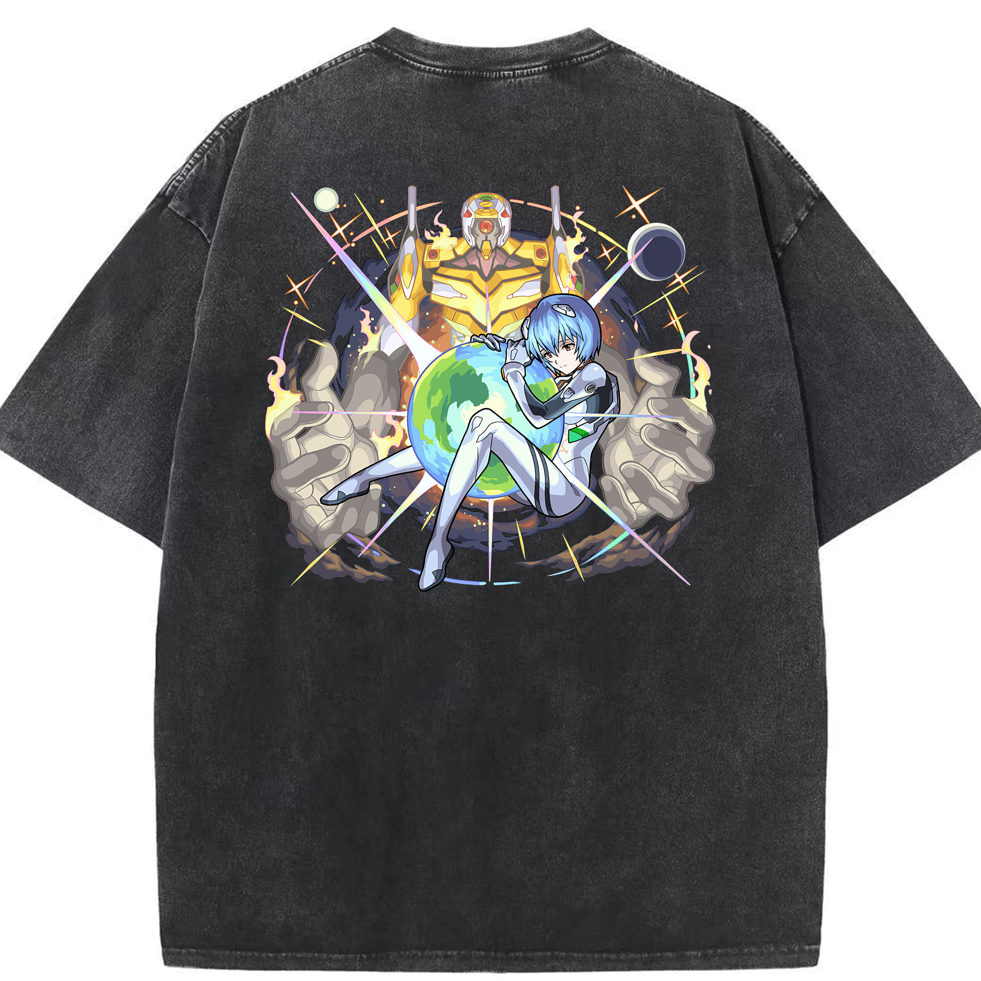 （画像用） EVA 新世紀エヴァンゲリオン 綿100% ヴィンテージ風 半袖Tシャツ（背面プリント）