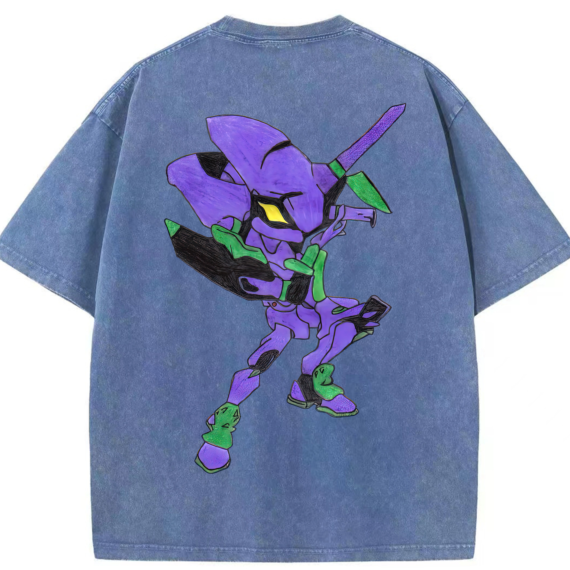 （画像用） EVA 新世紀エヴァンゲリオン 綿100% ヴィンテージ風 半袖Tシャツ（背面プリント）