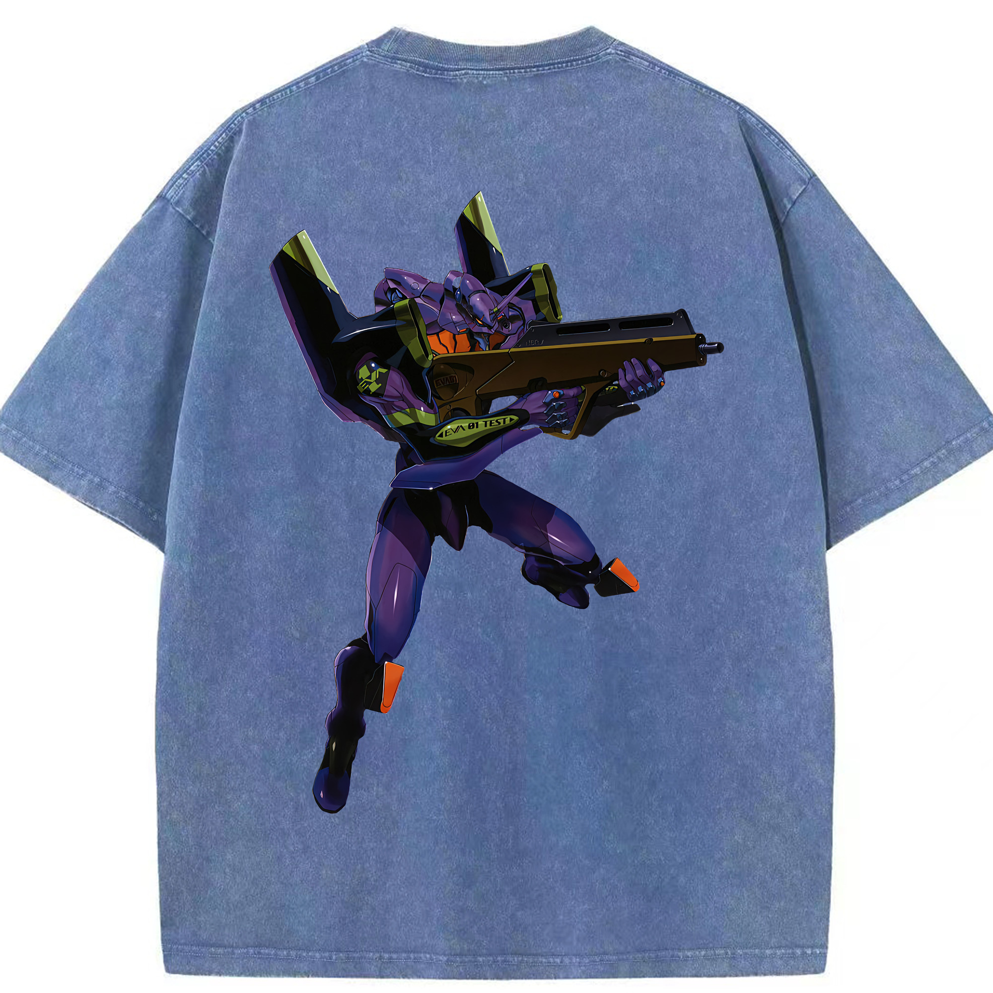 （画像用） EVA 新世紀エヴァンゲリオン 綿100% ヴィンテージ風 半袖Tシャツ（背面プリント）