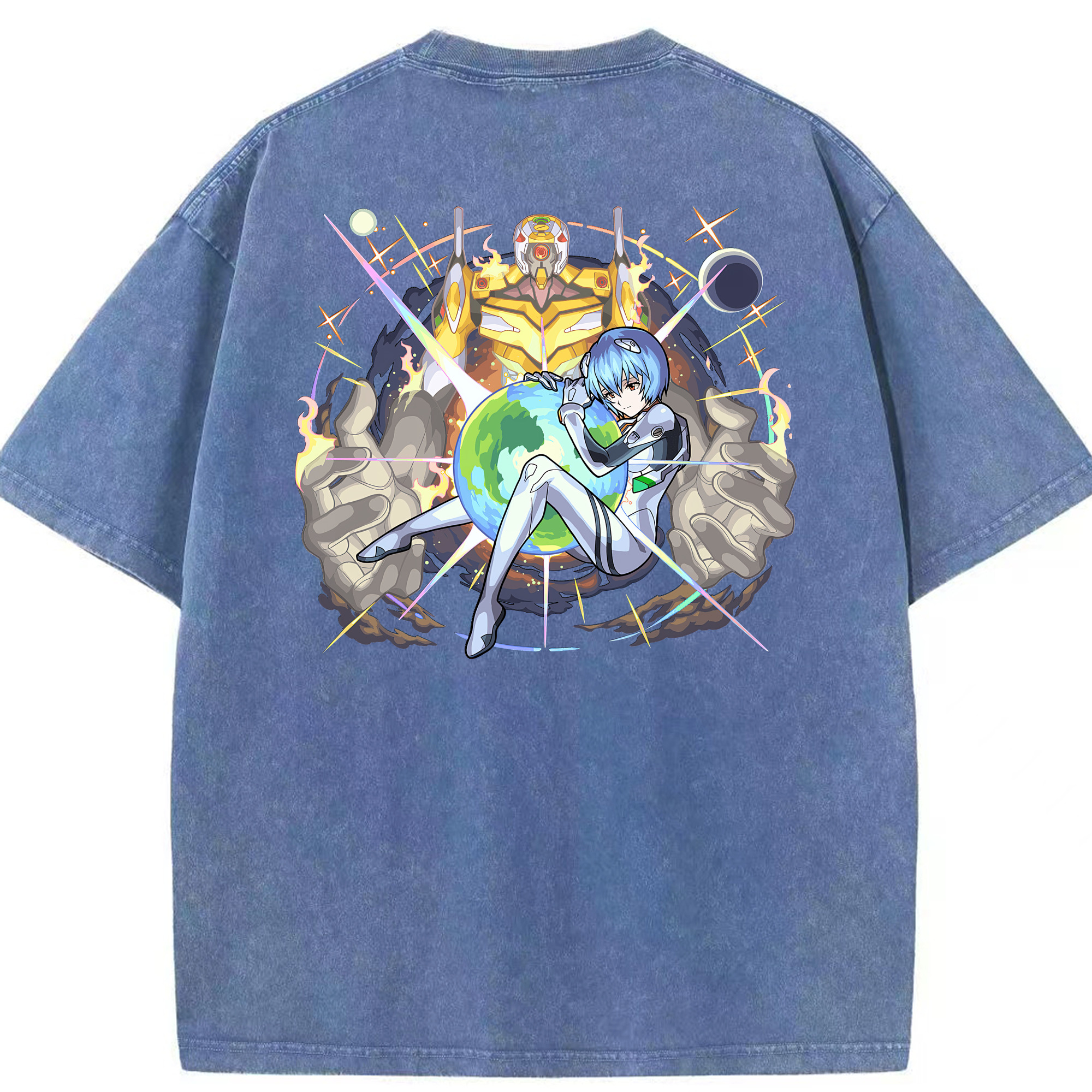 （画像用） EVA 新世紀エヴァンゲリオン 綿100% ヴィンテージ風 半袖Tシャツ（背面プリント）