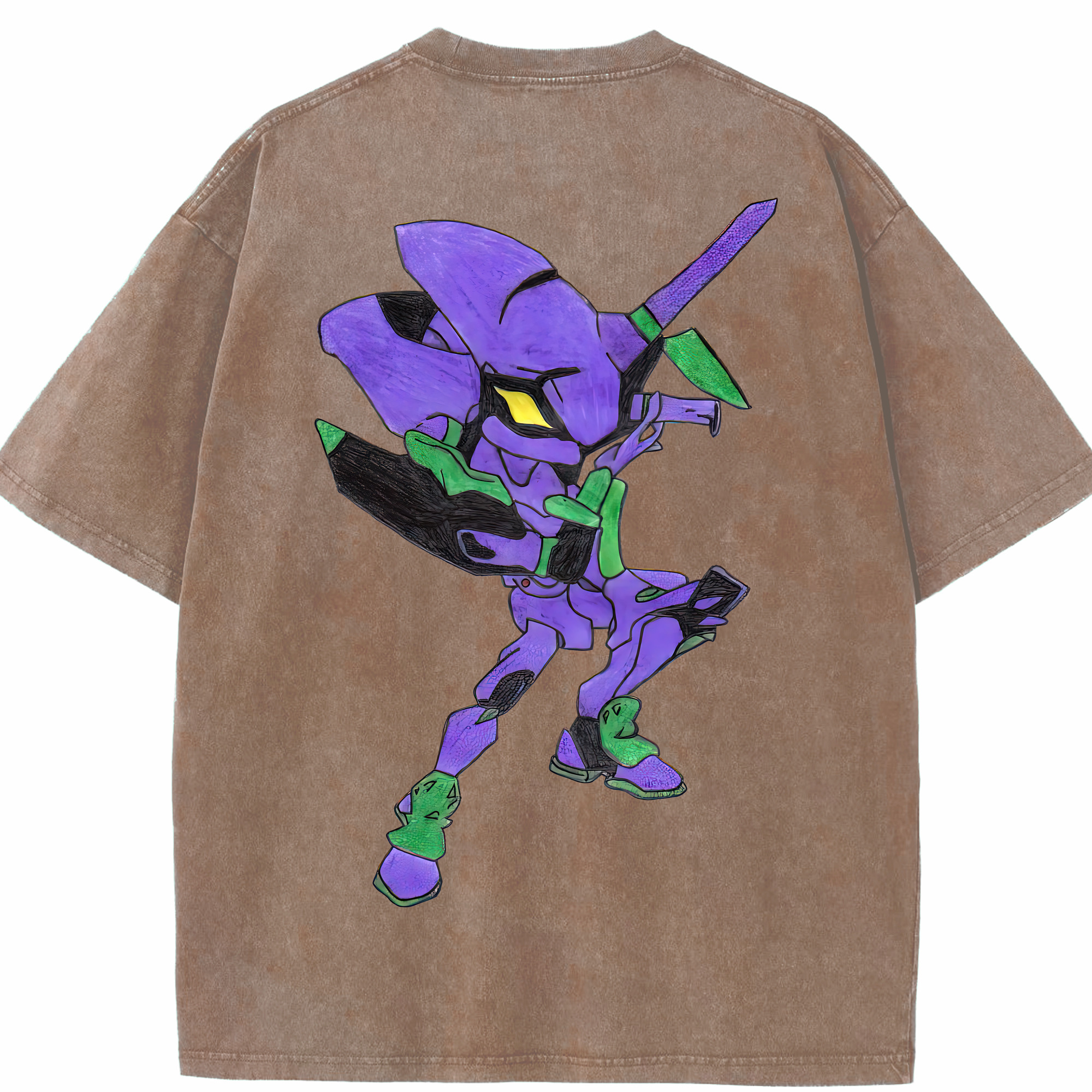 （画像用） EVA 新世紀エヴァンゲリオン 綿100% ヴィンテージ風 半袖Tシャツ（背面プリント）