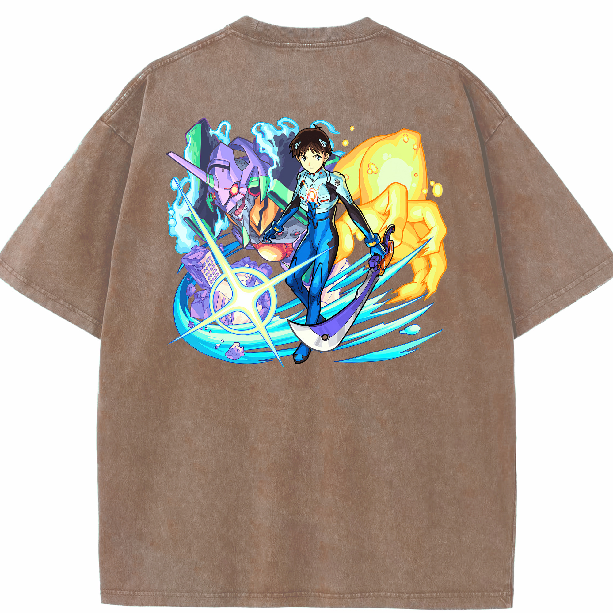 （画像用） EVA 新世紀エヴァンゲリオン 綿100% ヴィンテージ風 半袖Tシャツ（背面プリント）