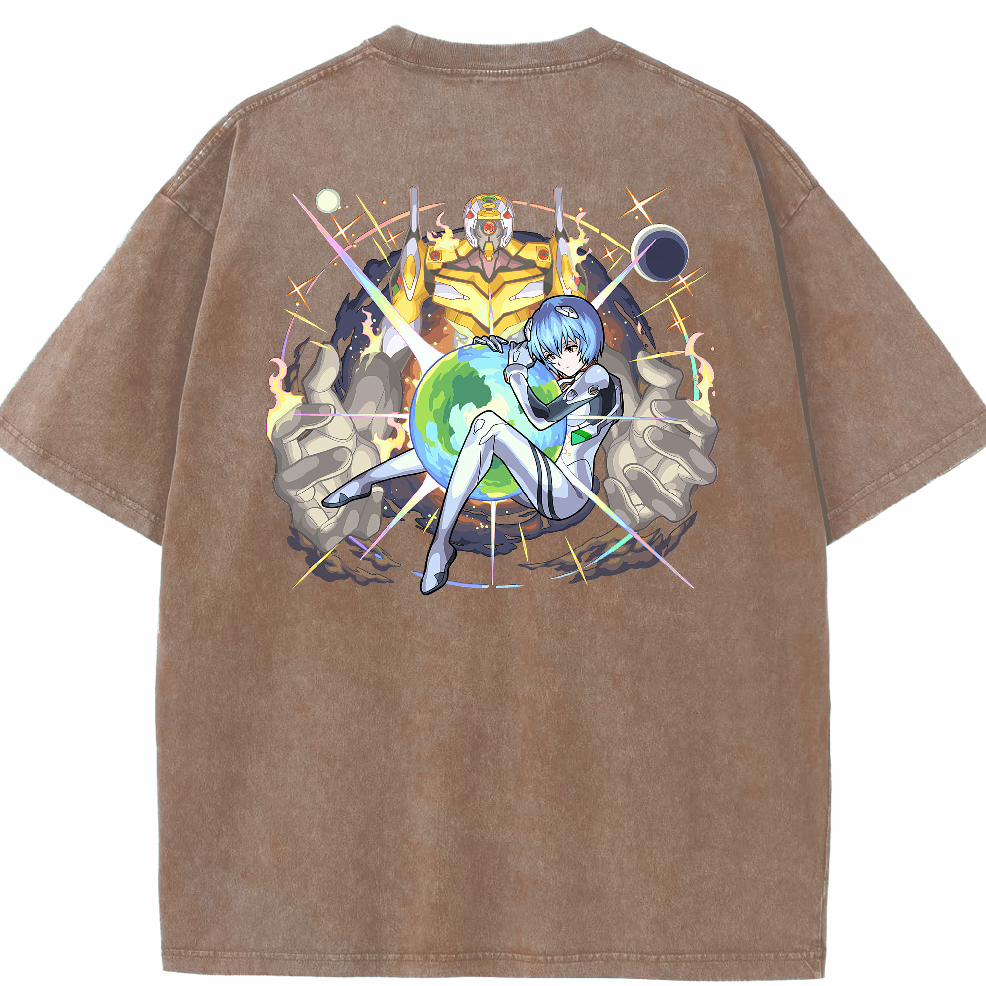 （画像用） EVA 新世紀エヴァンゲリオン 綿100% ヴィンテージ風 半袖Tシャツ（背面プリント）