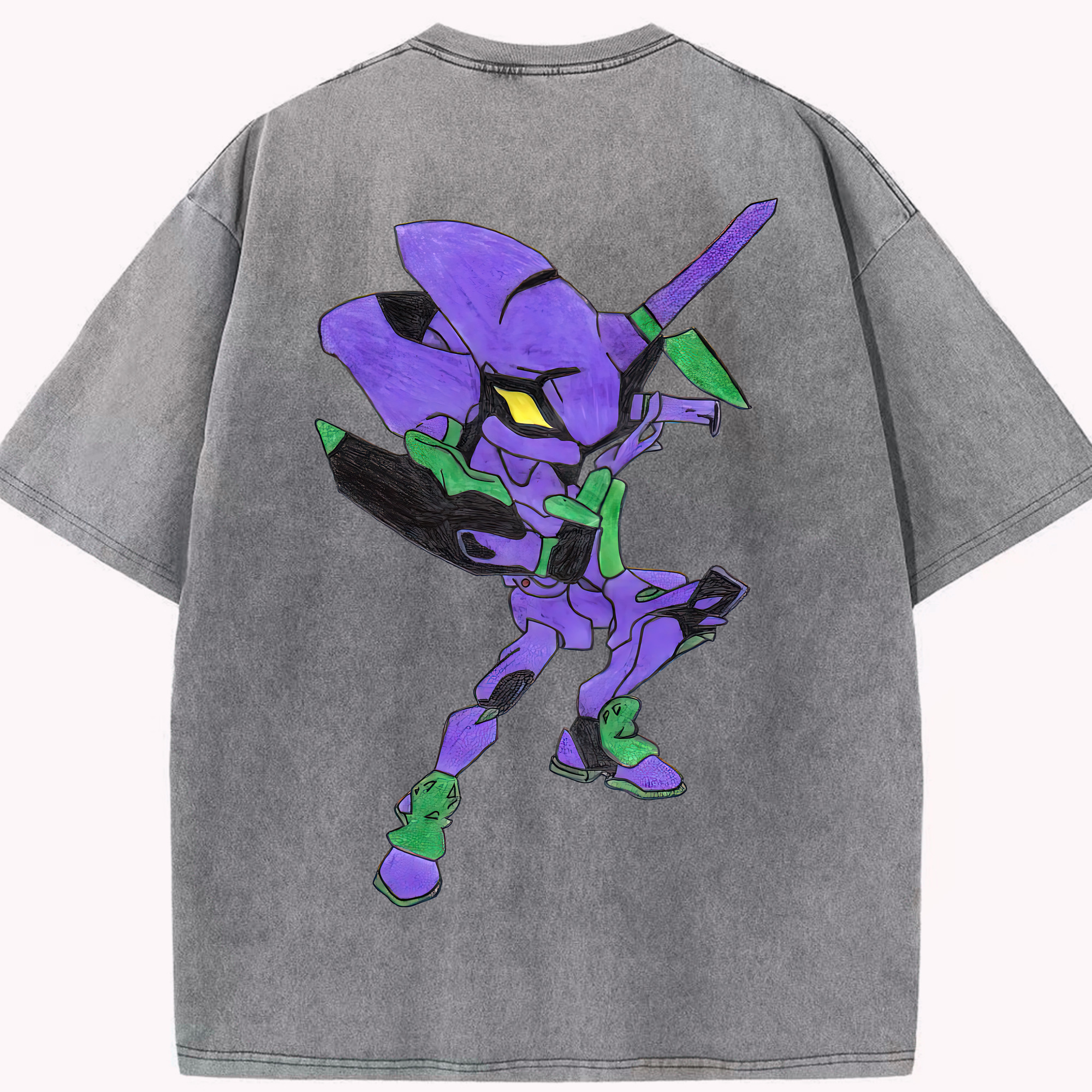 （画像用） EVA 新世紀エヴァンゲリオン 綿100% ヴィンテージ風 半袖Tシャツ（背面プリント）