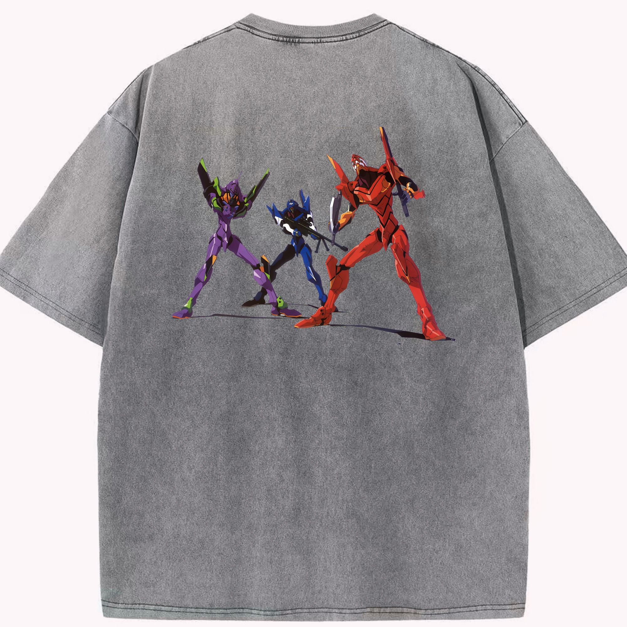（画像用） EVA 新世紀エヴァンゲリオン 綿100% ヴィンテージ風 半袖Tシャツ（背面プリント）