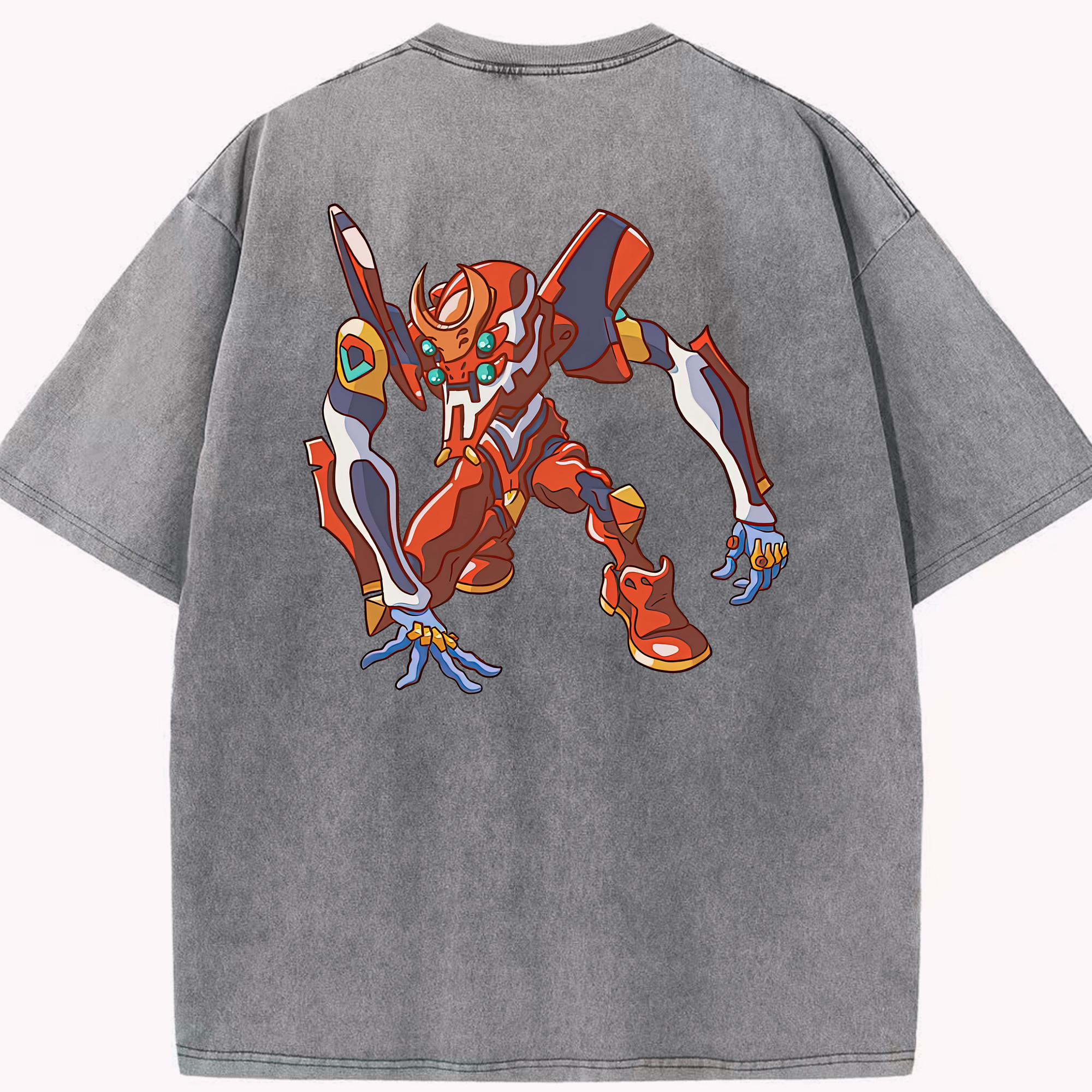 （画像用） EVA 新世紀エヴァンゲリオン 綿100% ヴィンテージ風 半袖Tシャツ（背面プリント）