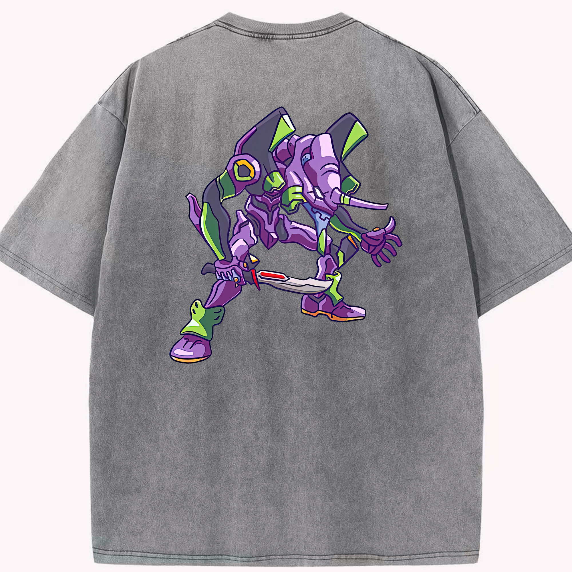 （画像用） EVA 新世紀エヴァンゲリオン 綿100% ヴィンテージ風 半袖Tシャツ（背面プリント）