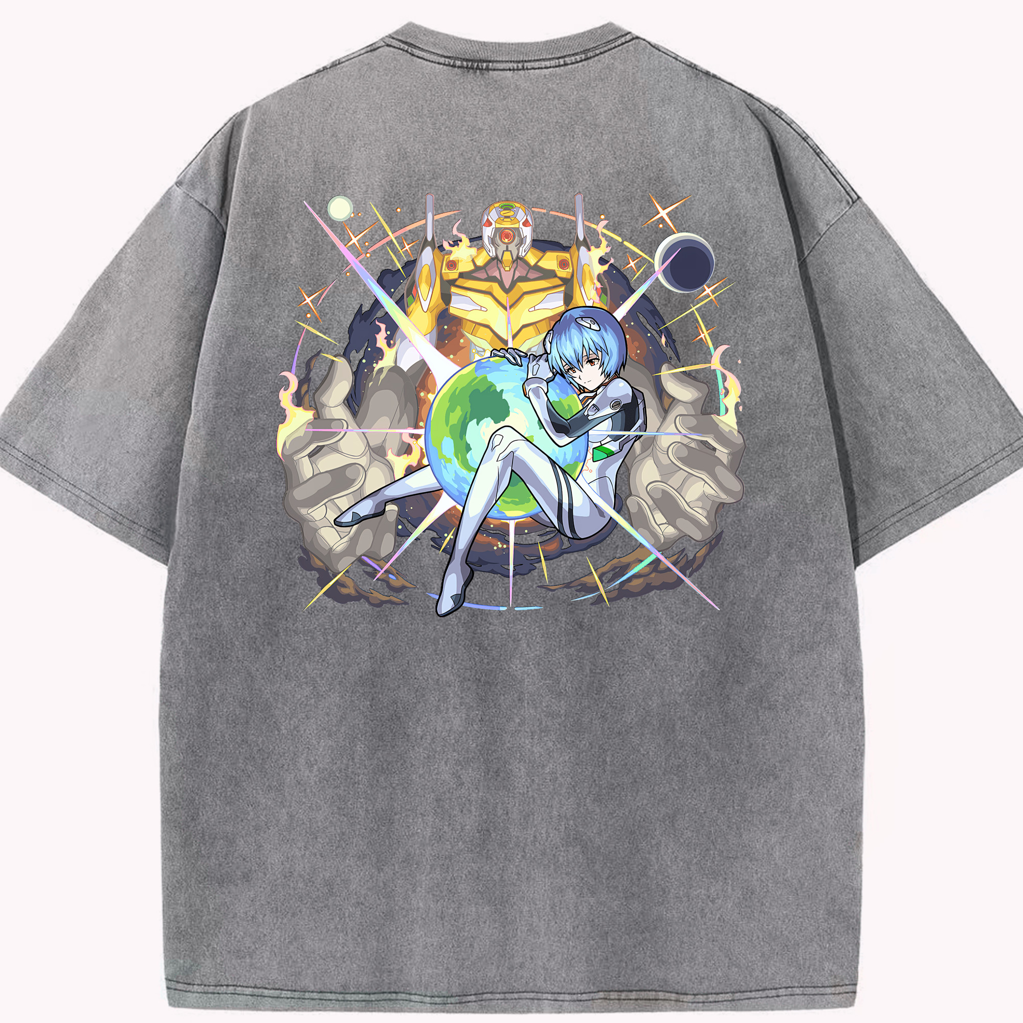 （画像用） EVA 新世紀エヴァンゲリオン 綿100% ヴィンテージ風 半袖Tシャツ（背面プリント）