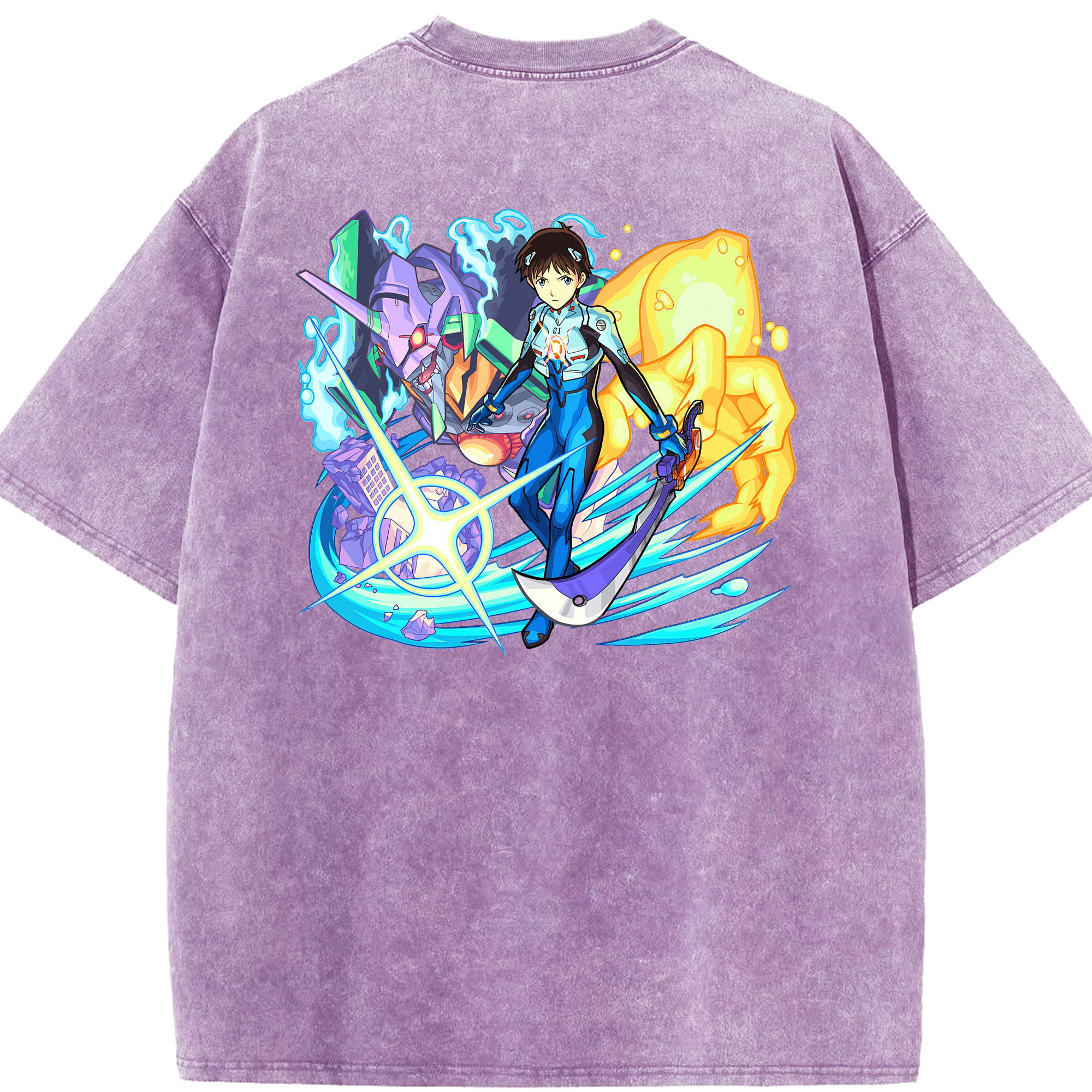 （画像用） EVA 新世紀エヴァンゲリオン 綿100% ヴィンテージ風 半袖Tシャツ（背面プリント）