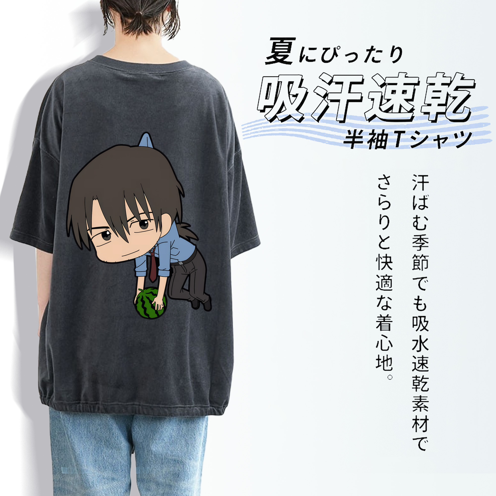 EVA 新世紀エヴァンゲリオン 綿100% ヴィンテージ風 半袖Tシャツ（背面プリント）