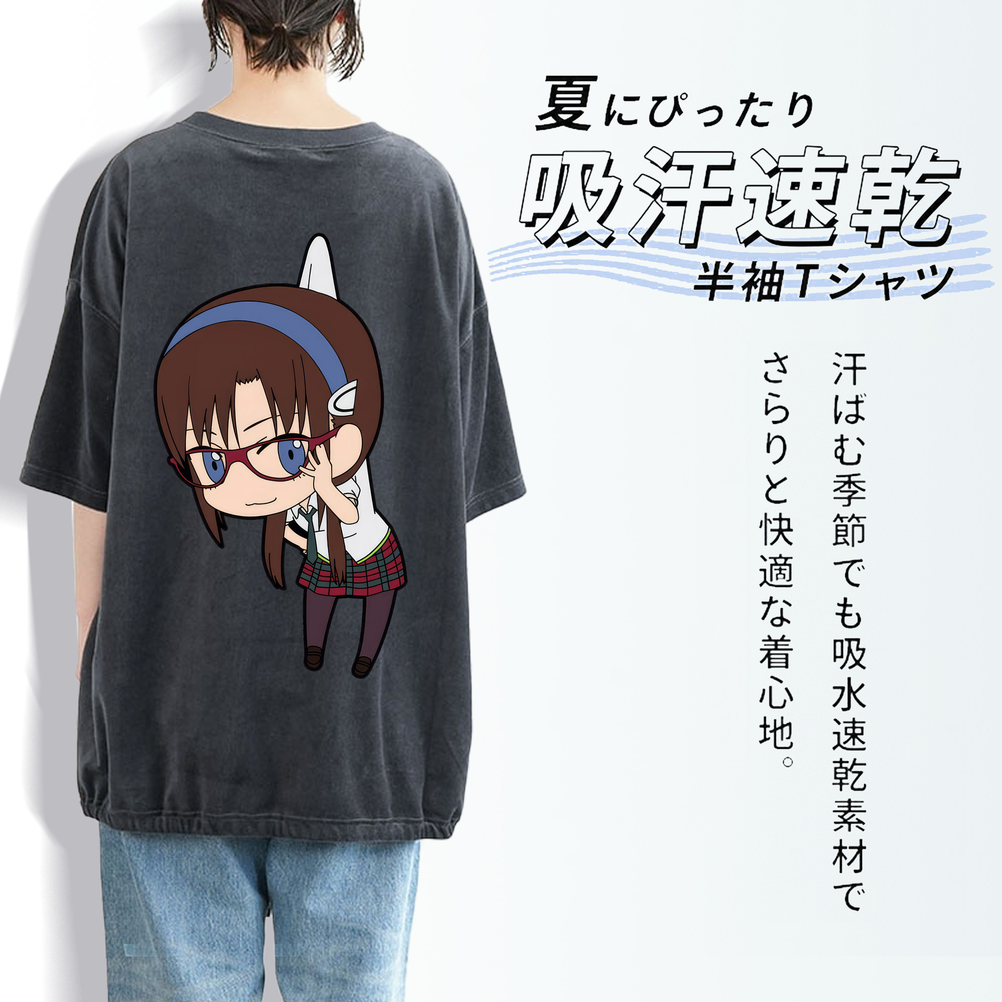 EVA 新世紀エヴァンゲリオン 綿100% ヴィンテージ風 半袖Tシャツ（背面プリント）