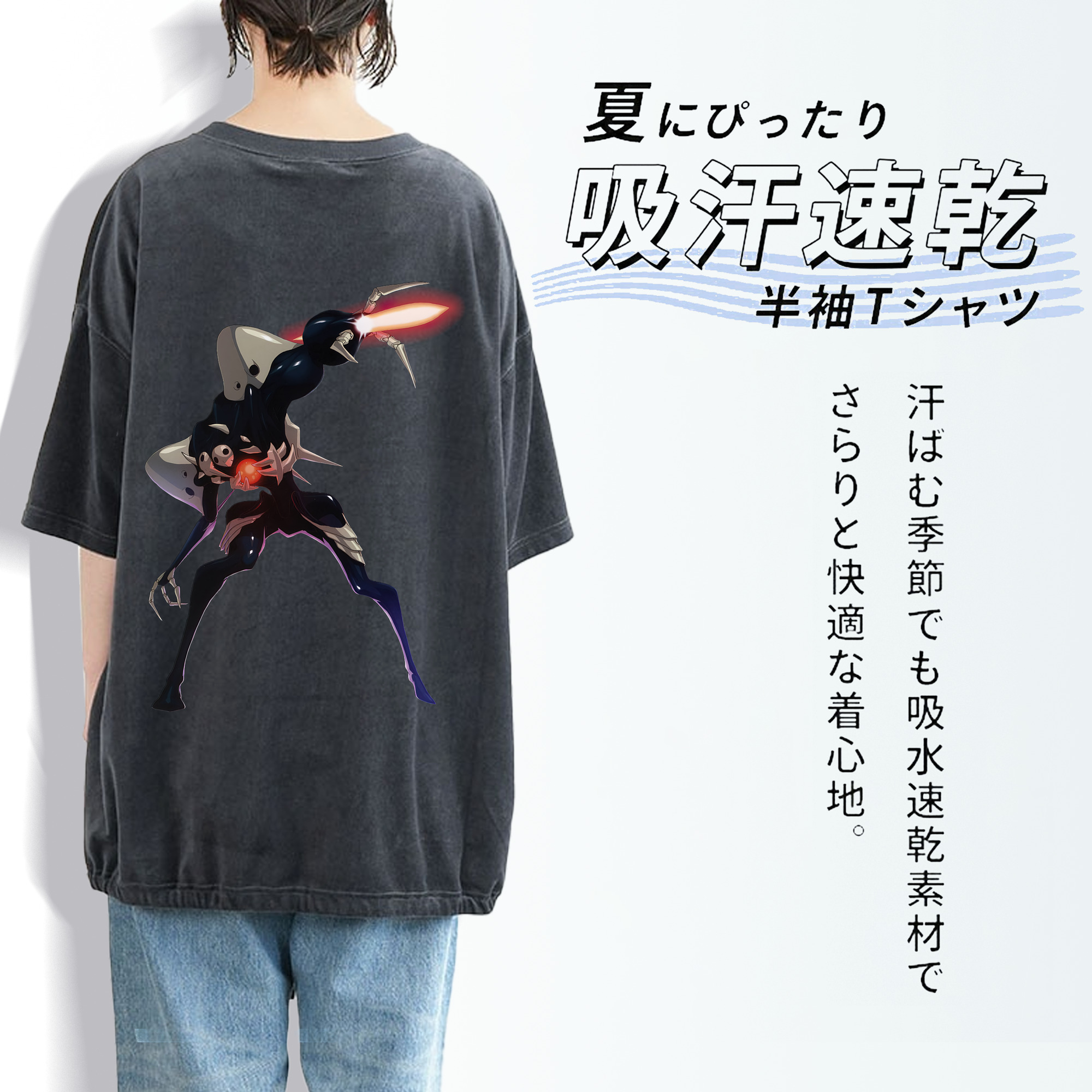 EVA 新世紀エヴァンゲリオン 綿100% ヴィンテージ風 半袖Tシャツ（背面プリント）