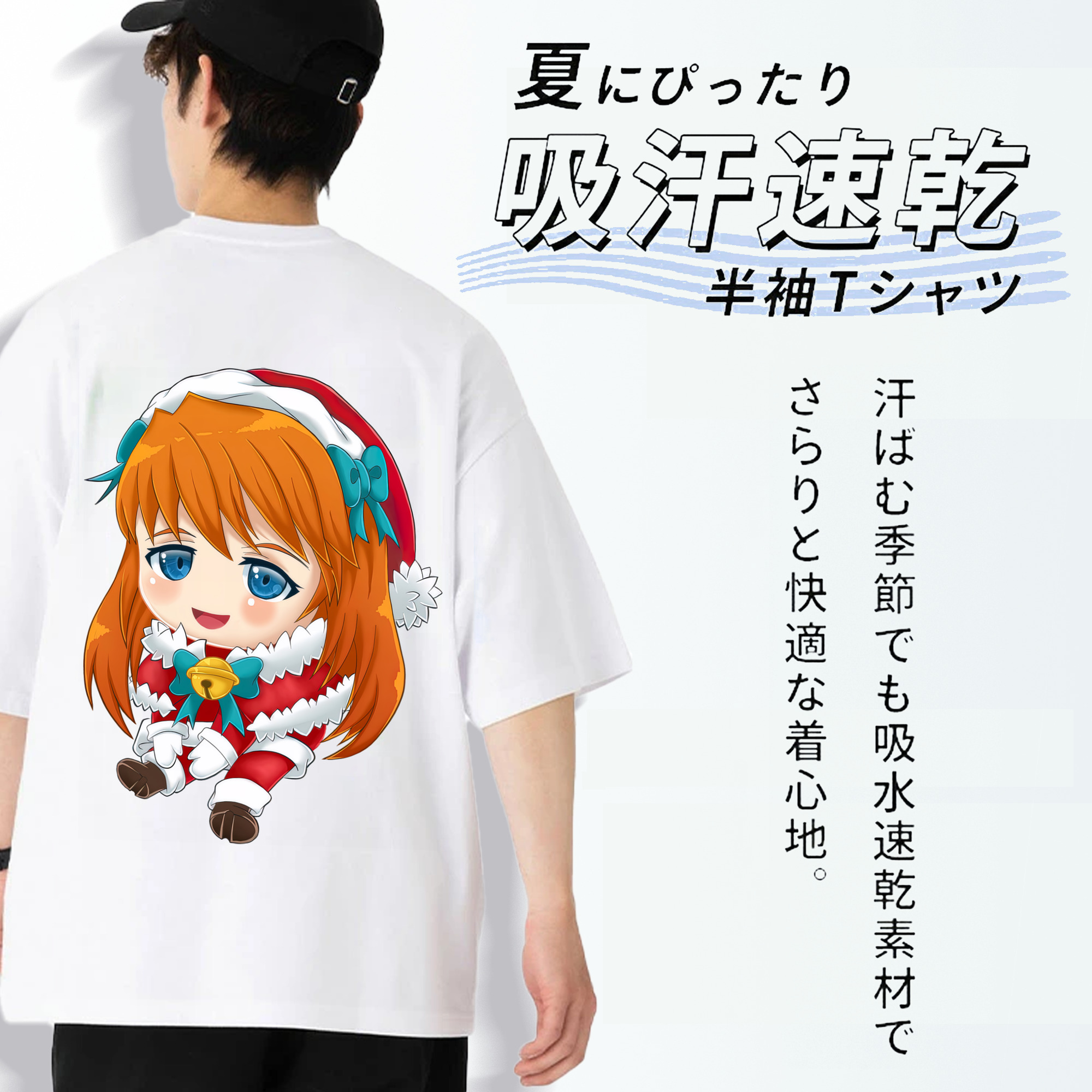 EVA 新世紀エヴァンゲリオン 綿100％ メンズ半袖Tシャツ（バックプリント） 通気性