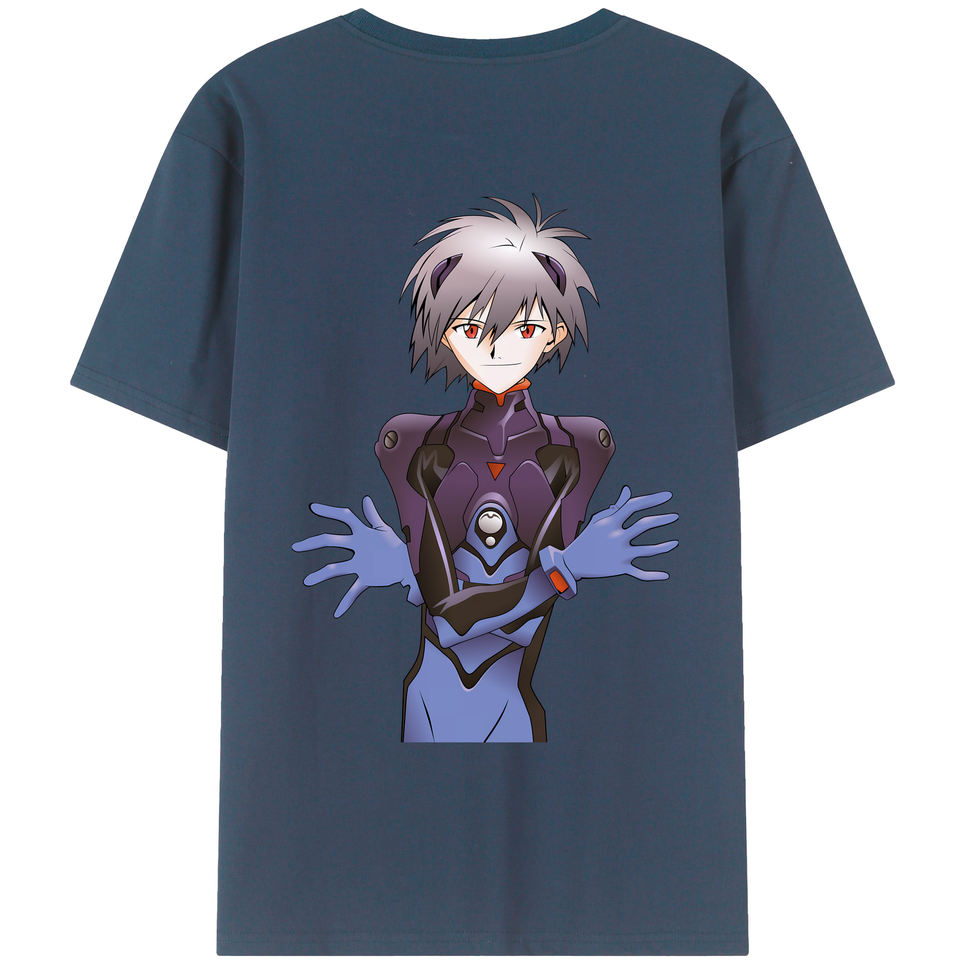 （画像用） EVA 新世紀エヴァンゲリオン 綿100％ メンズ半袖Tシャツ（バックプリント） 通気性