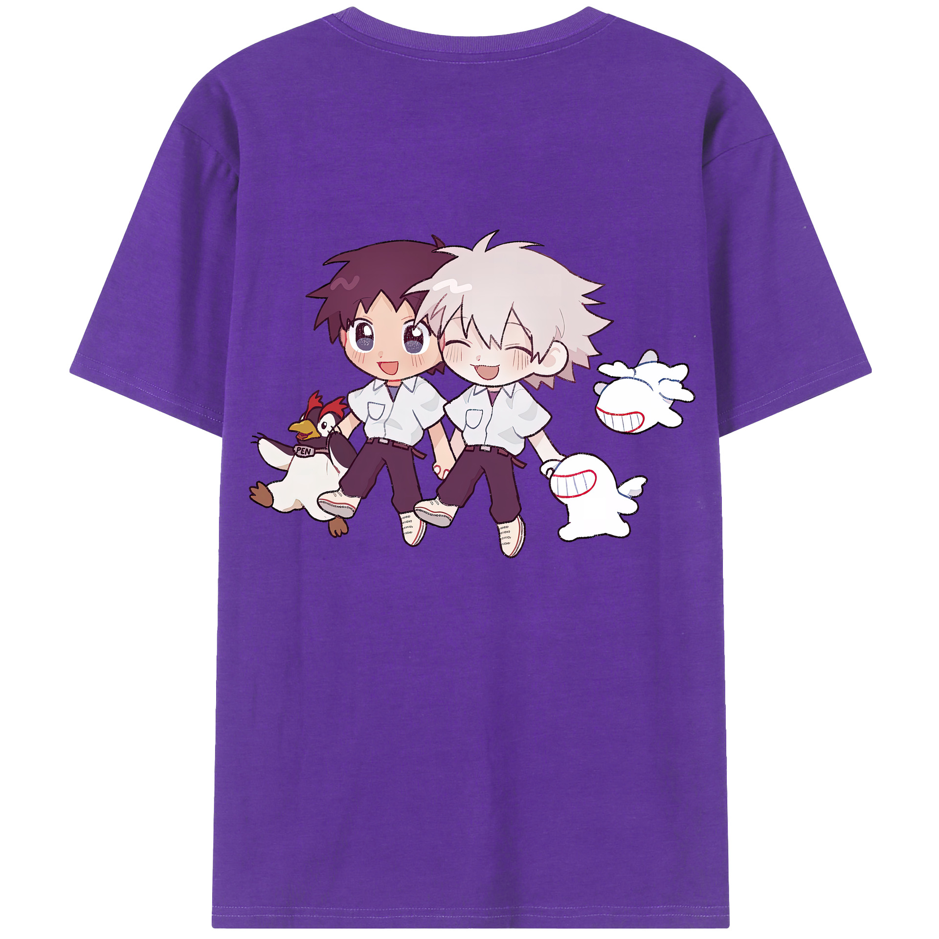 （画像用） EVA 新世紀エヴァンゲリオン 綿100％ メンズ半袖Tシャツ（バックプリント） 通気性