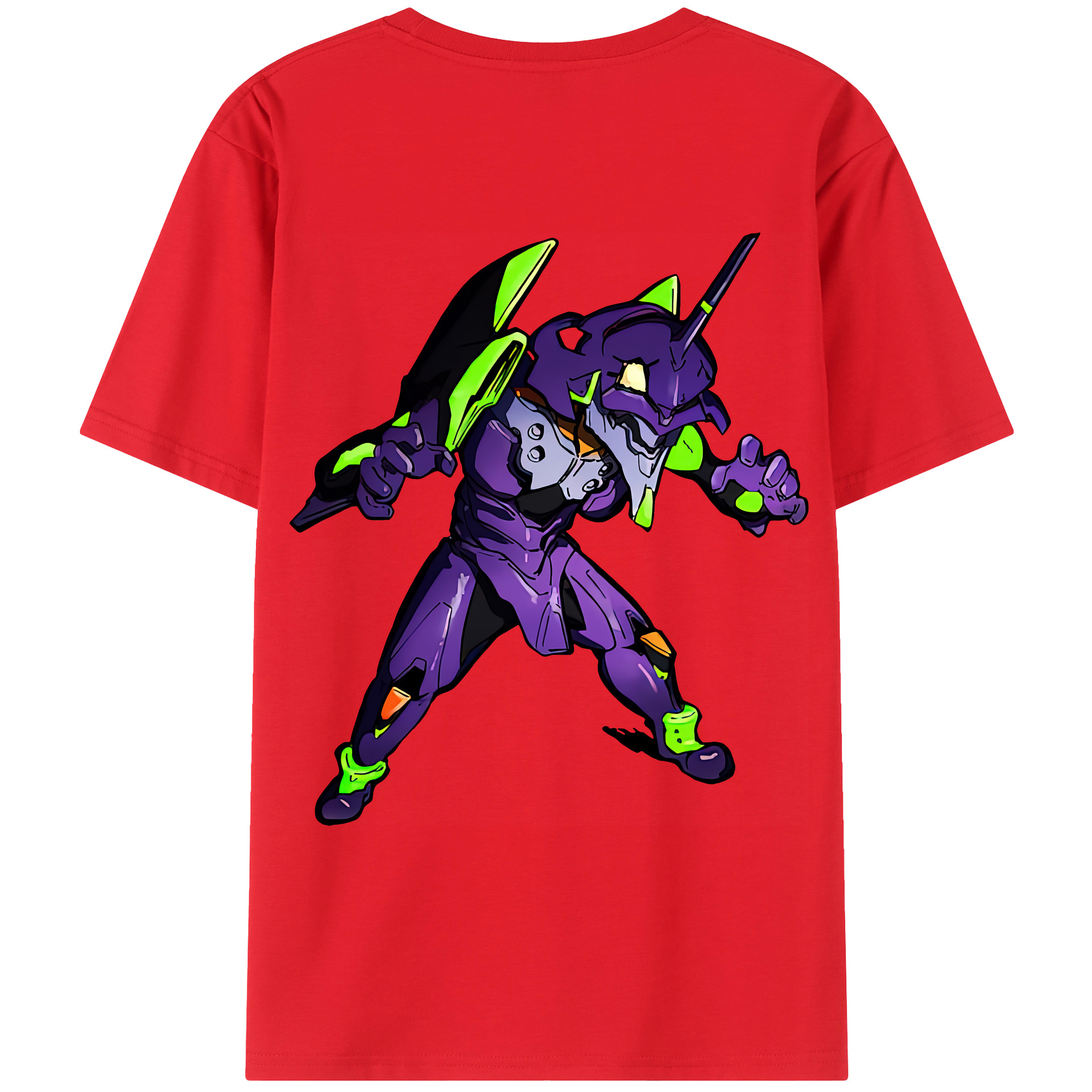 （画像用） EVA 新世紀エヴァンゲリオン 綿100％ メンズ半袖Tシャツ（バックプリント） 通気性