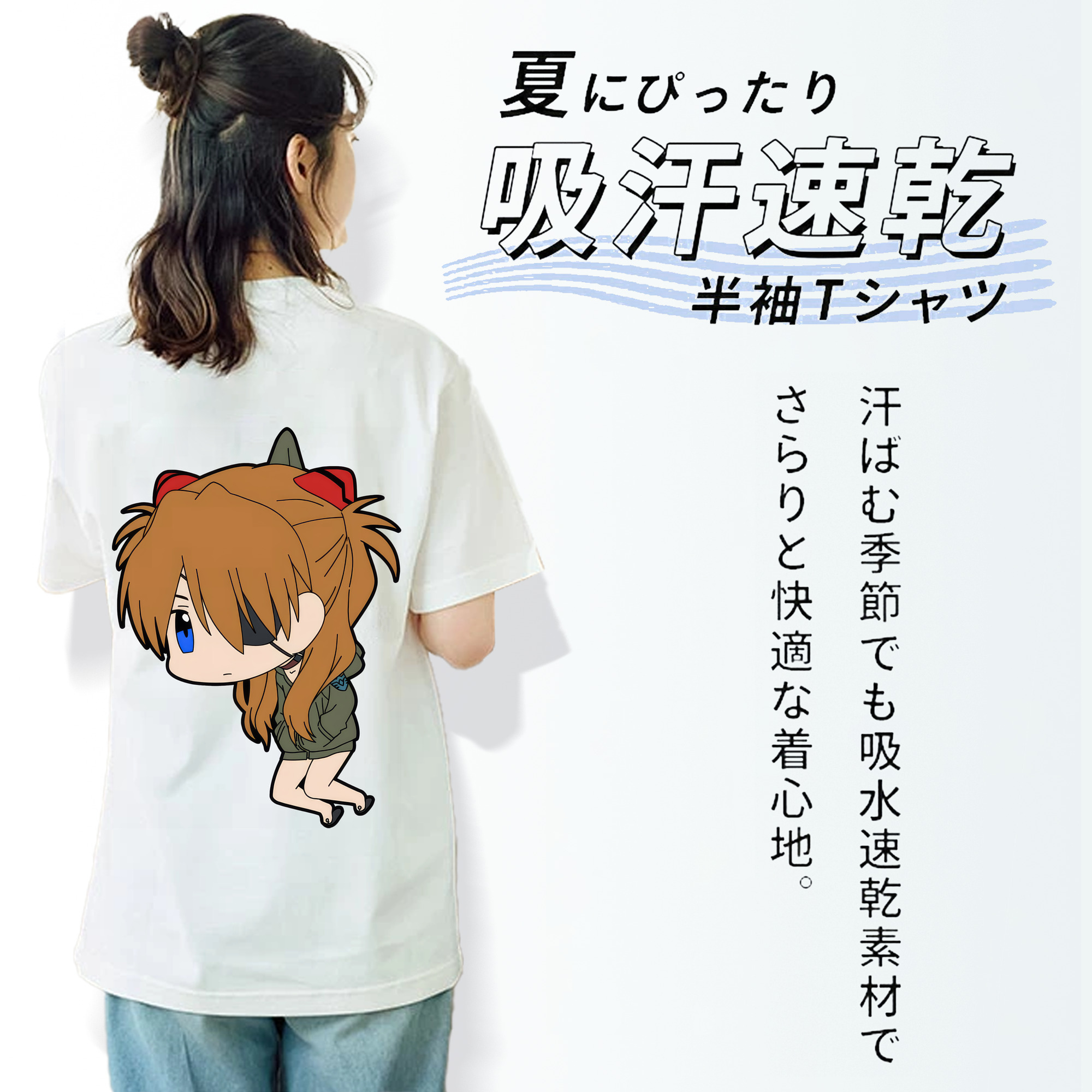 EVA 新世紀エヴァンゲリオン レディース半袖Tシャツ(バックプリント)