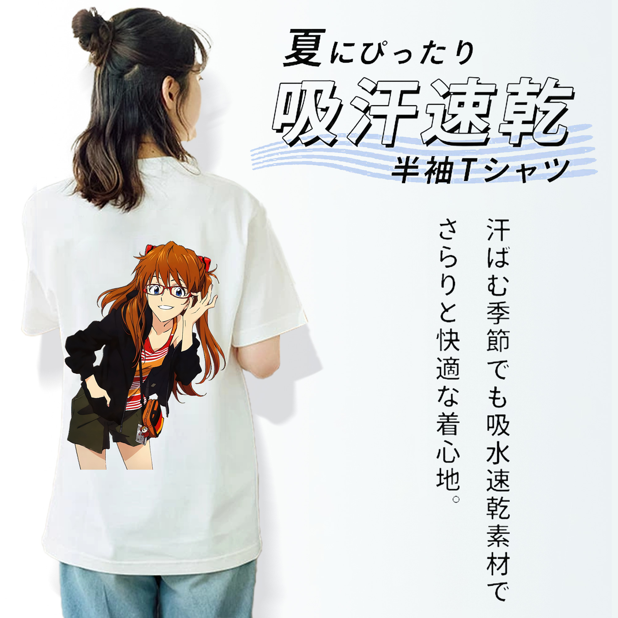 EVA 新世紀エヴァンゲリオン レディース半袖Tシャツ(バックプリント)