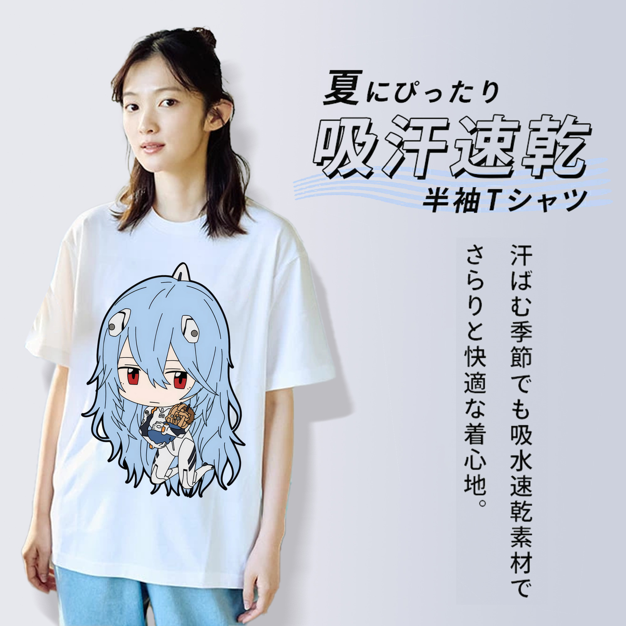 EVA 新世紀エヴァンゲリオン レディースカジュアルプリントTシャツ（綿100％）