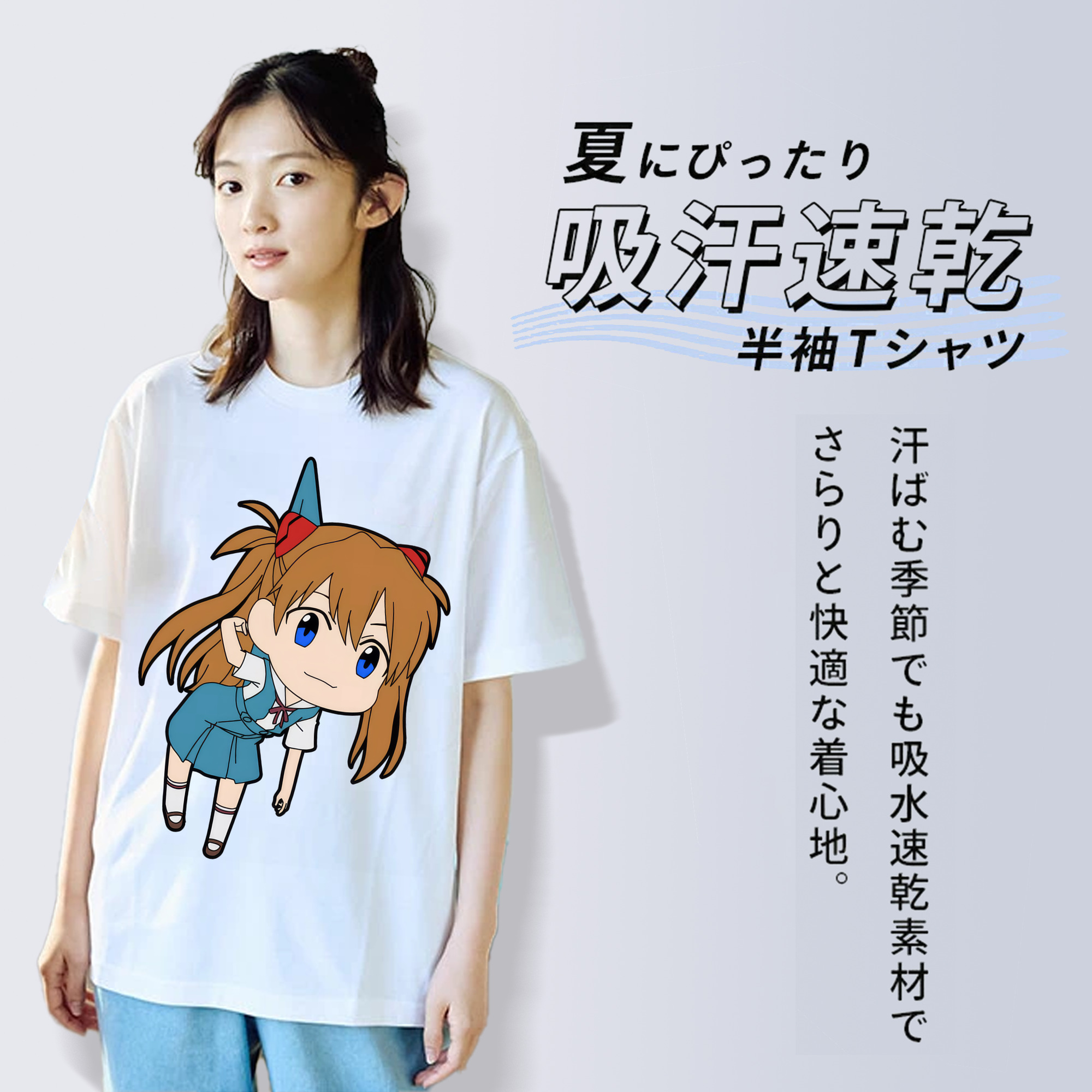 EVA 新世紀エヴァンゲリオン レディースカジュアルプリントTシャツ（綿100％）