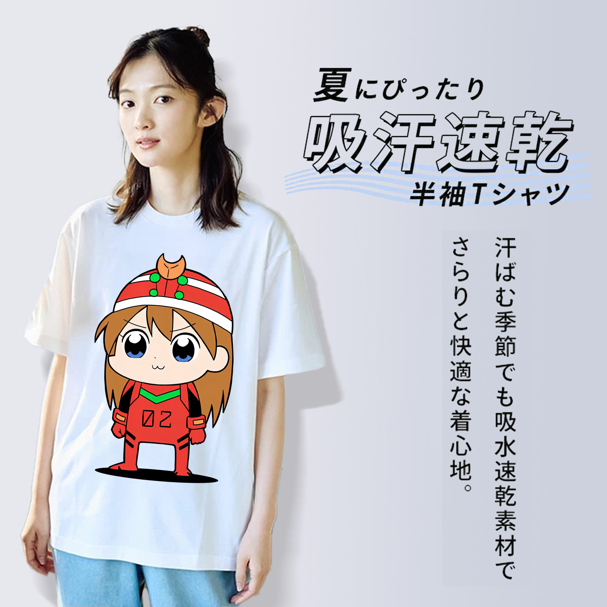 EVA 新世紀エヴァンゲリオン レディースカジュアルプリントTシャツ（綿100％）