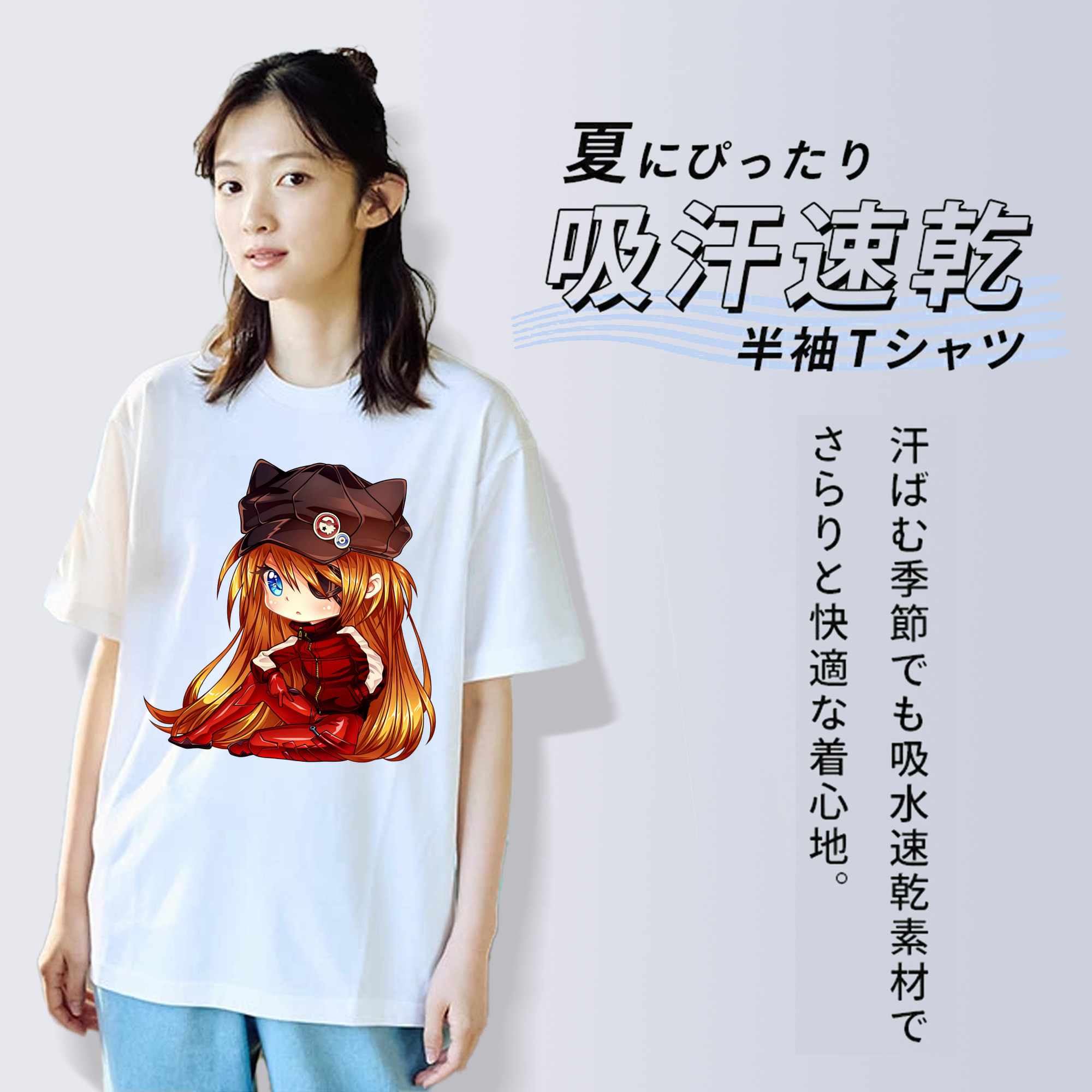 EVA 新世紀エヴァンゲリオン レディースカジュアルプリントTシャツ（綿100％）