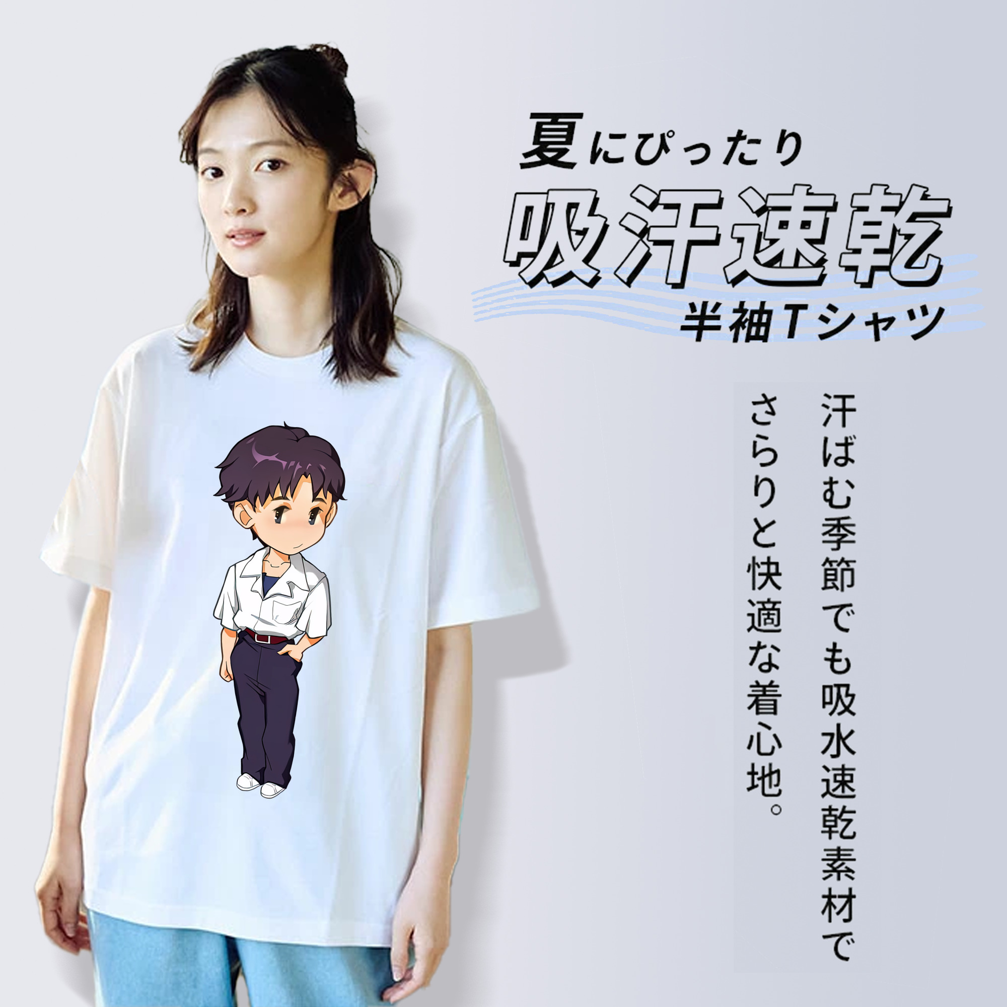 EVA 新世紀エヴァンゲリオン レディースカジュアルプリントTシャツ（綿100％）