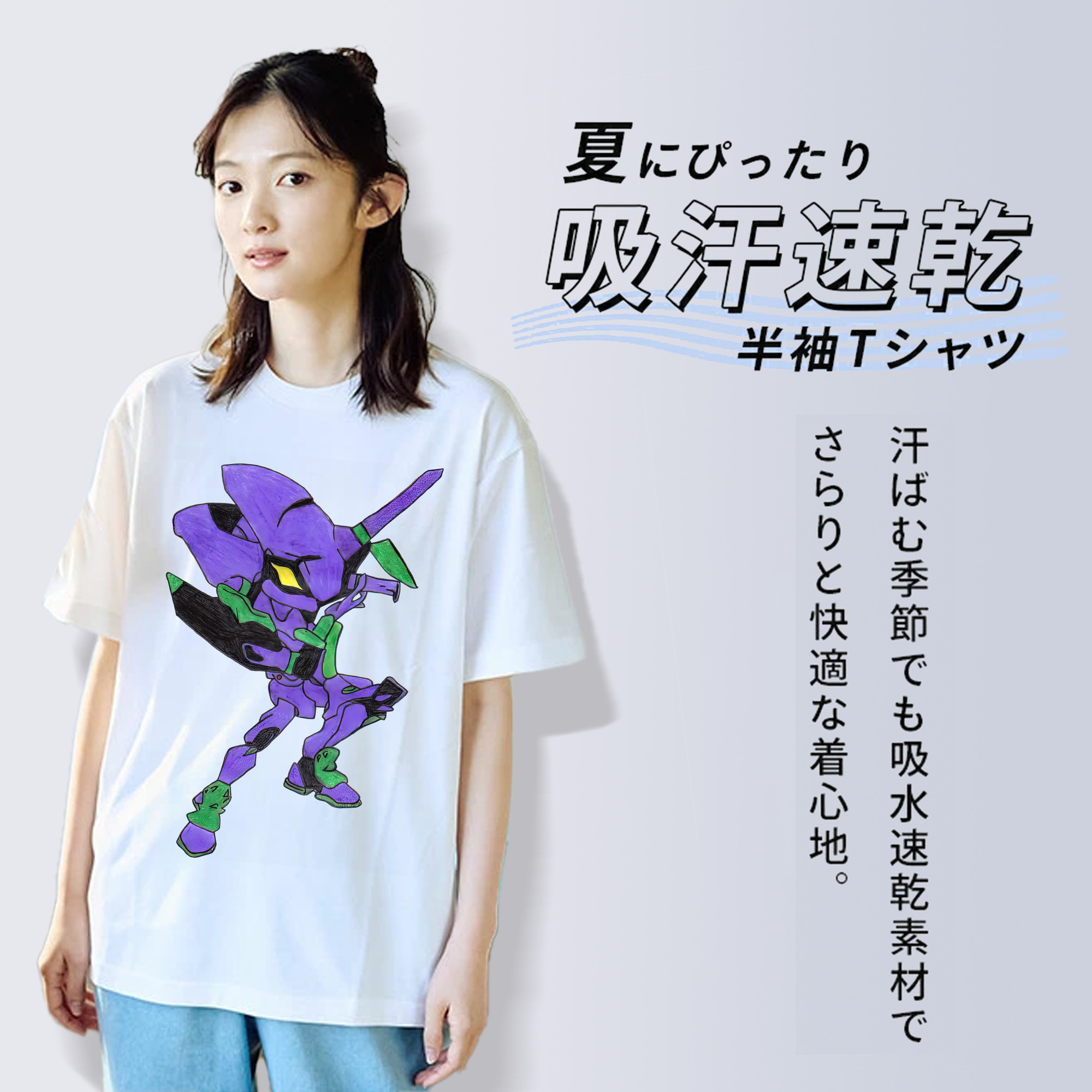 EVA 新世紀エヴァンゲリオン レディースカジュアルプリントTシャツ（綿100％）