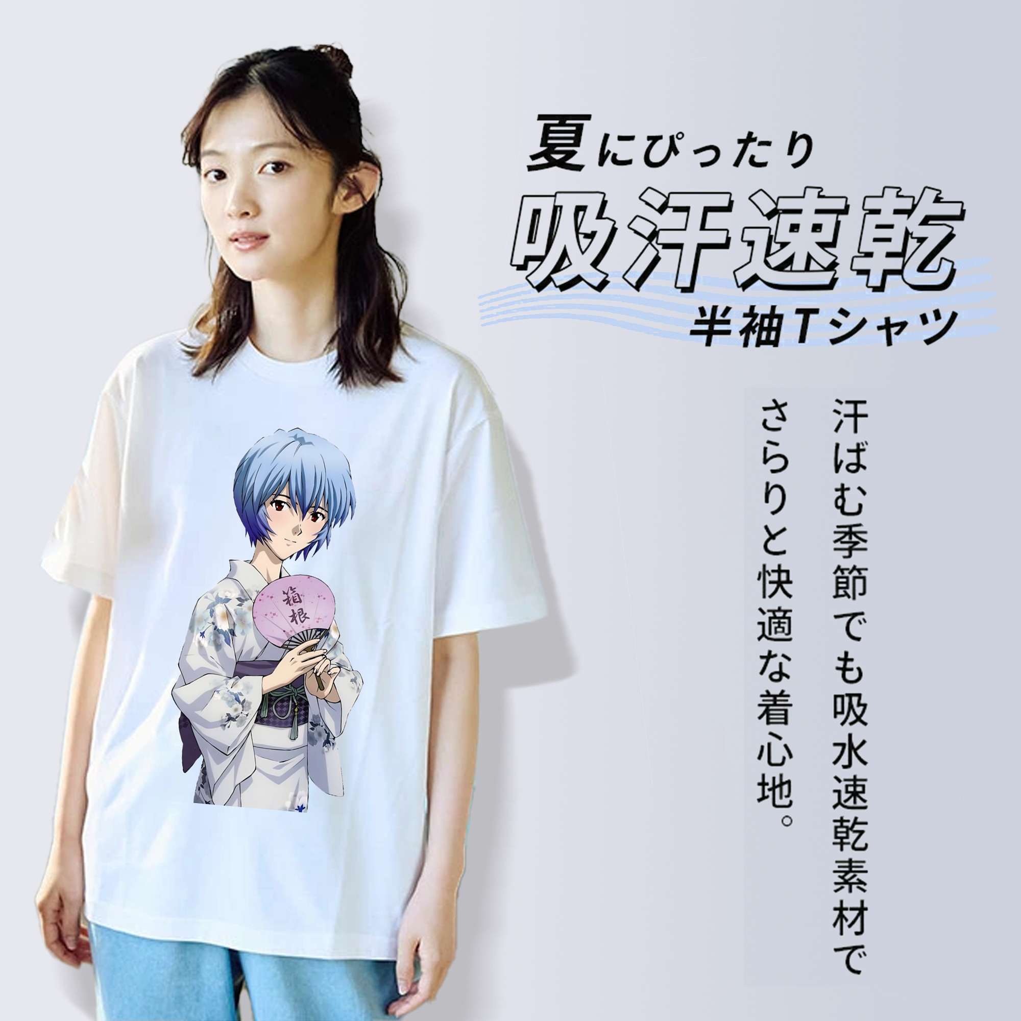 EVA 新世紀エヴァンゲリオン レディースカジュアルプリントTシャツ（綿100％）