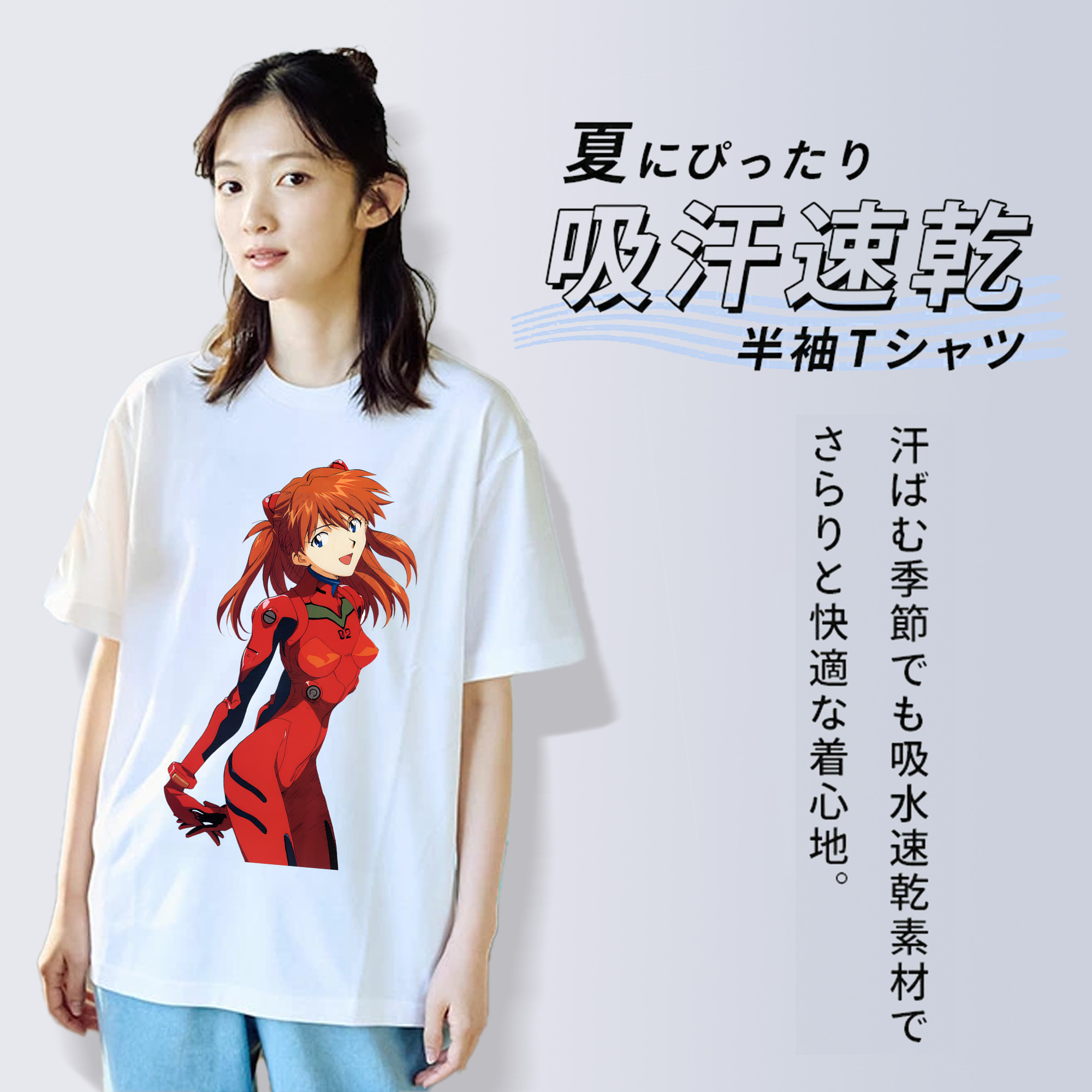EVA 新世紀エヴァンゲリオン レディースカジュアルプリントTシャツ（綿100％）