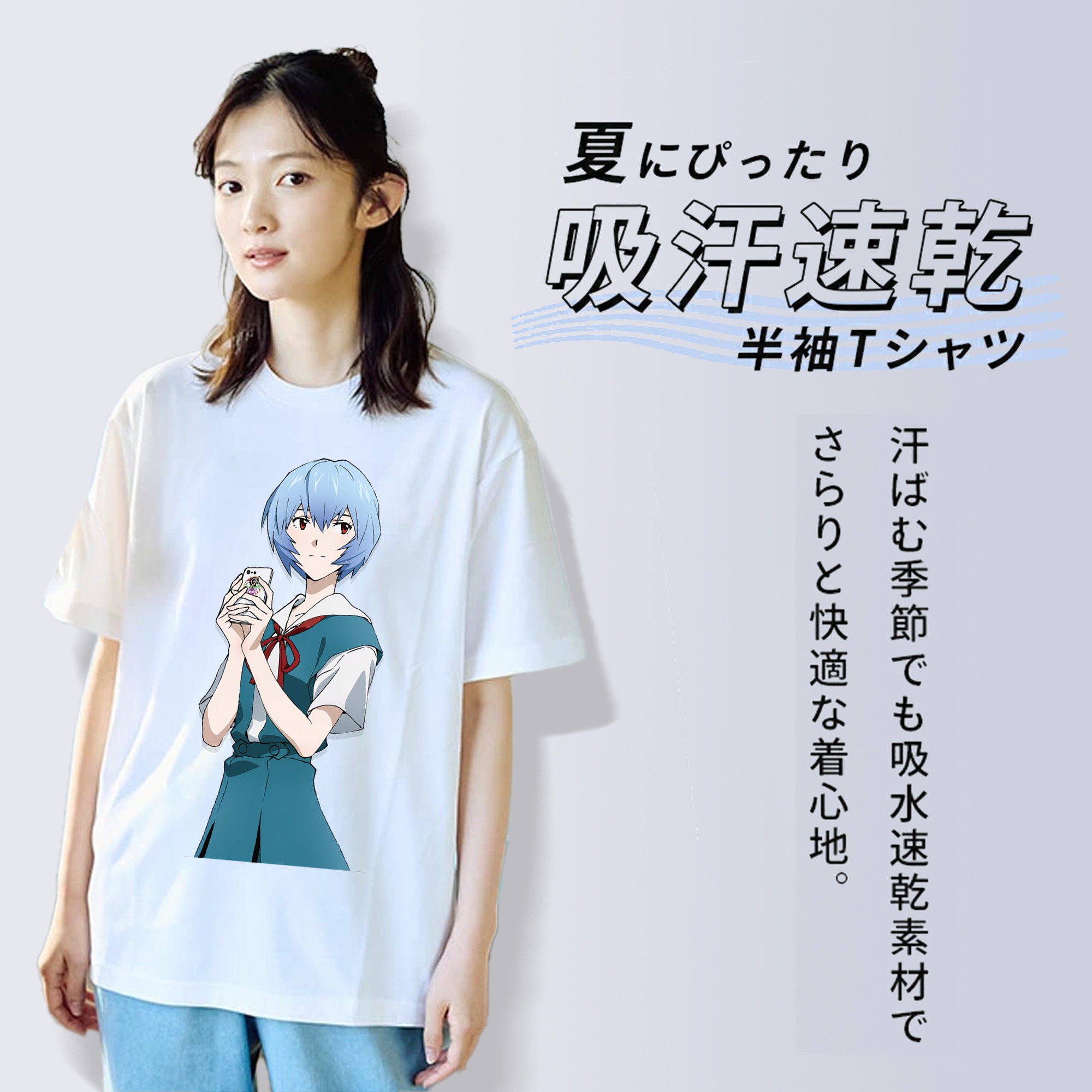 EVA 新世紀エヴァンゲリオン レディースカジュアルプリントTシャツ（綿100％）