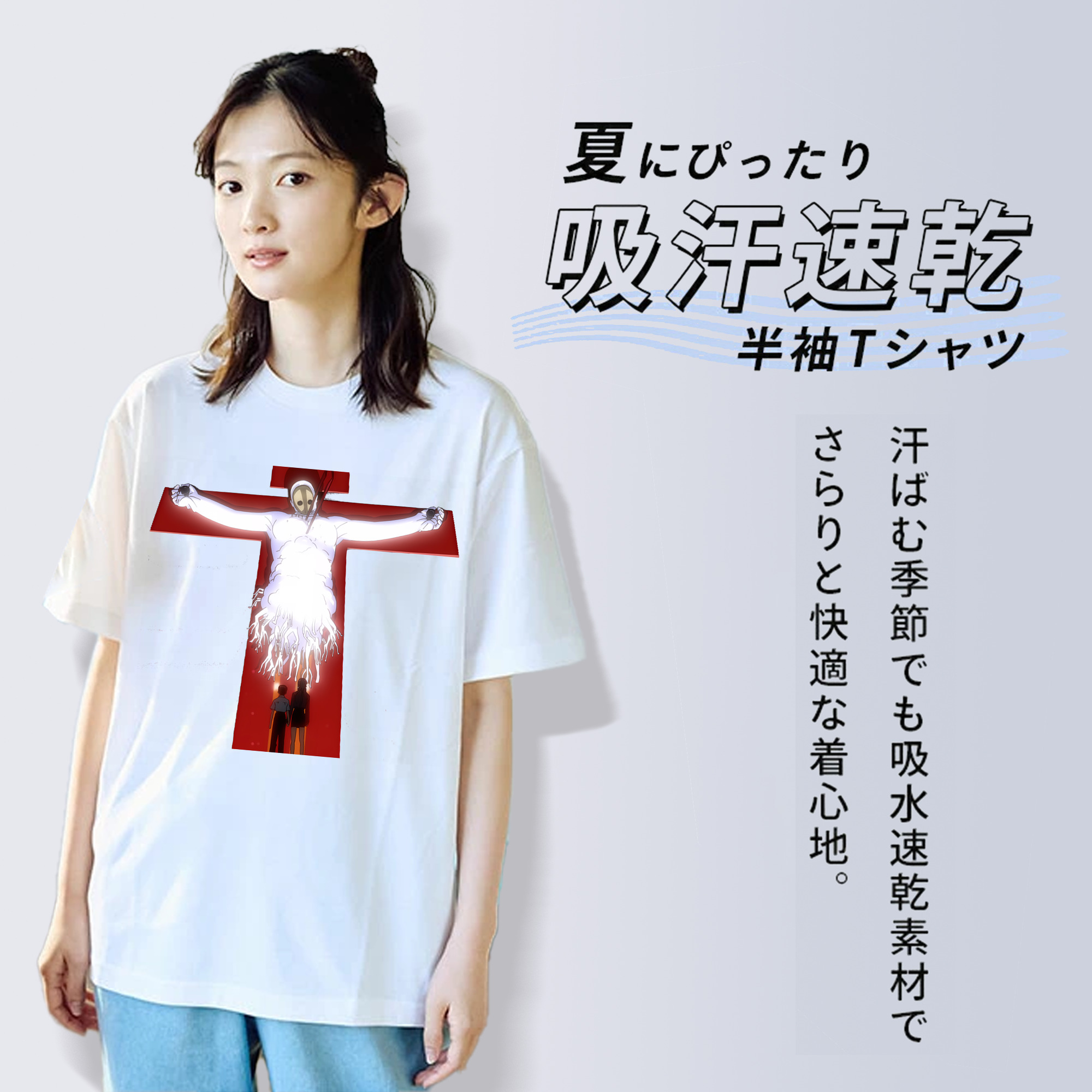 EVA 新世紀エヴァンゲリオン レディースカジュアルプリントTシャツ（綿100％）