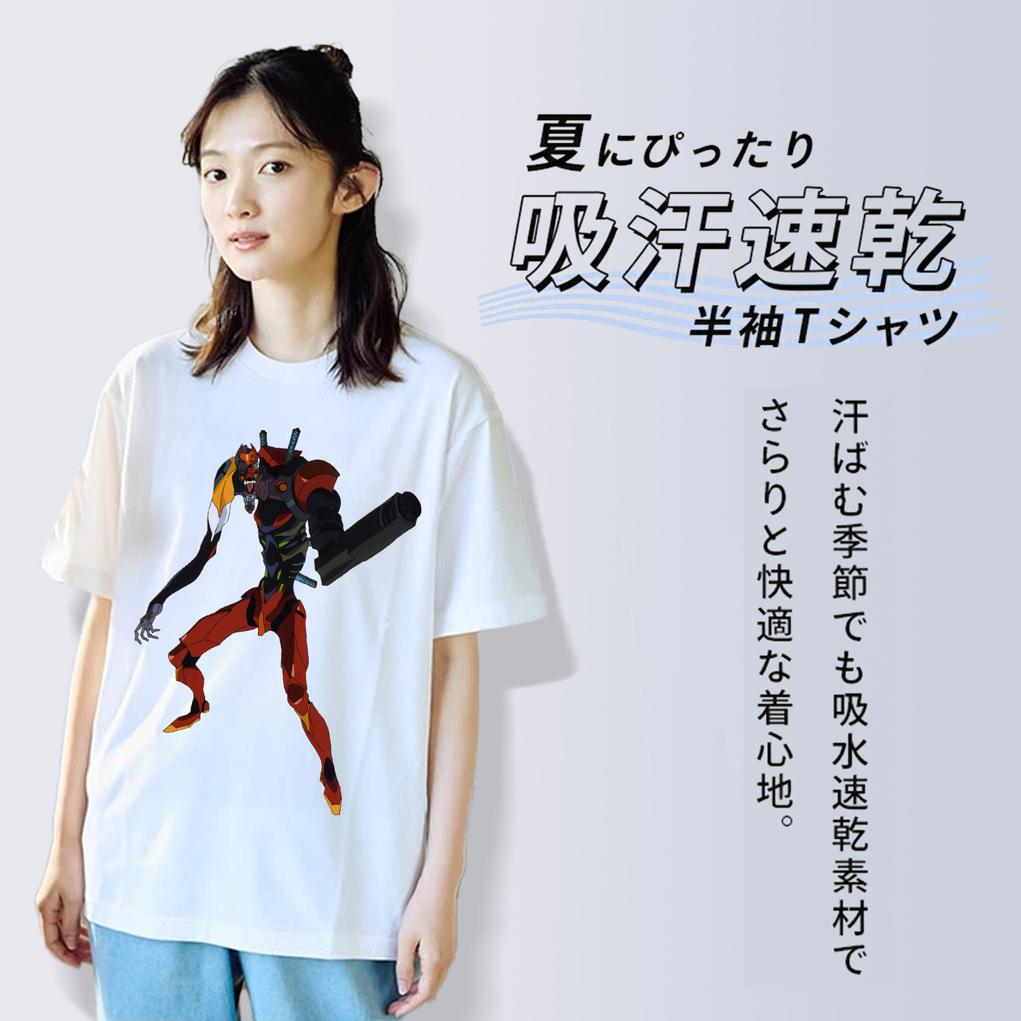 EVA 新世紀エヴァンゲリオン レディースカジュアルプリントTシャツ（綿100％）