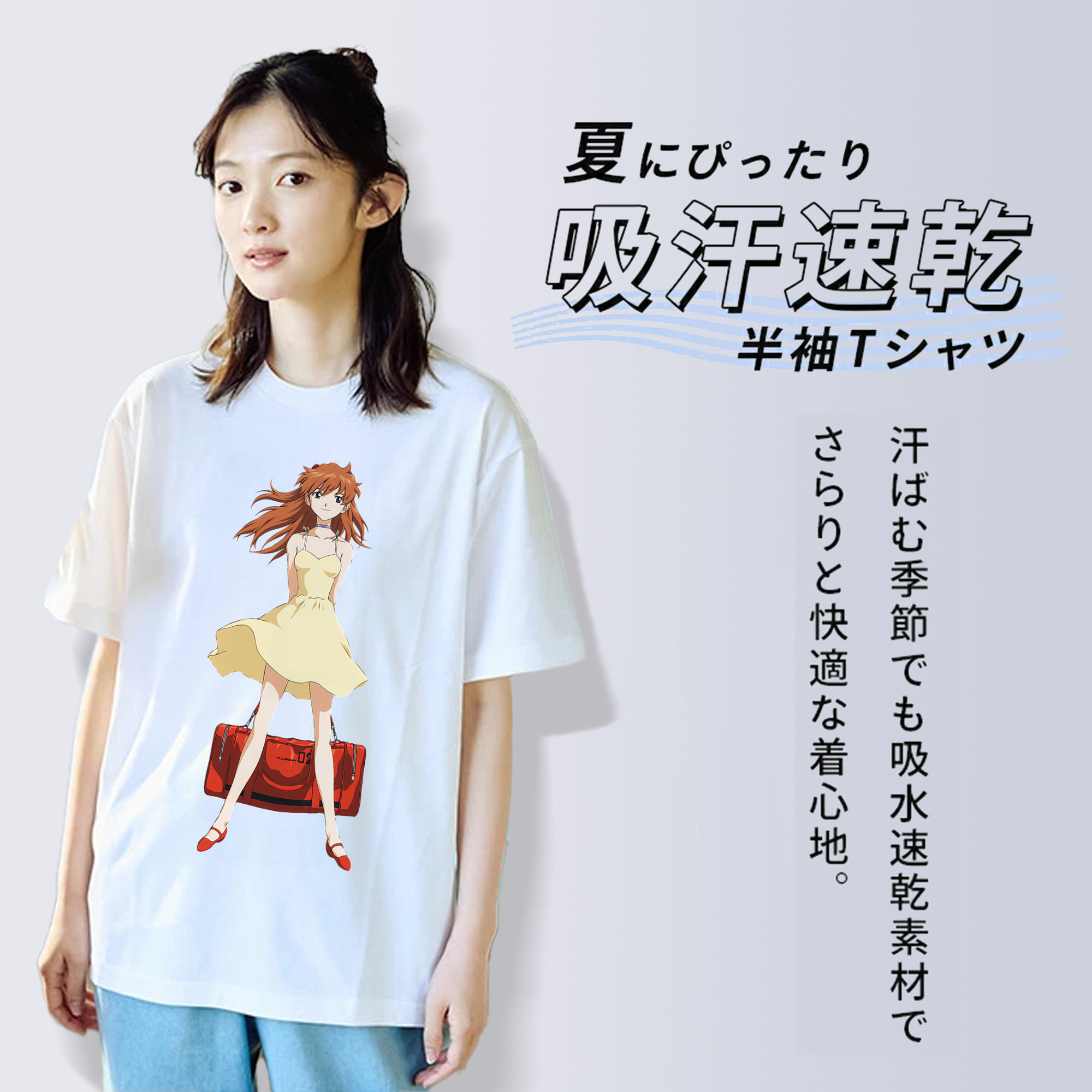 EVA 新世紀エヴァンゲリオン レディースカジュアルプリントTシャツ（綿100％）