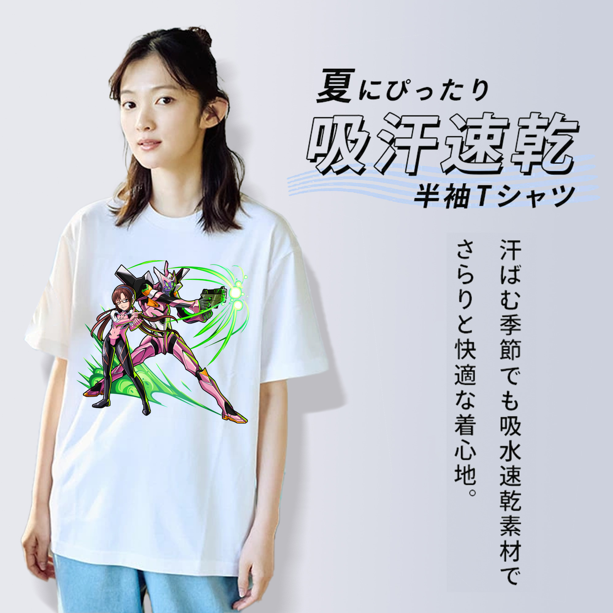 EVA 新世紀エヴァンゲリオン レディースカジュアルプリントTシャツ（綿100％）