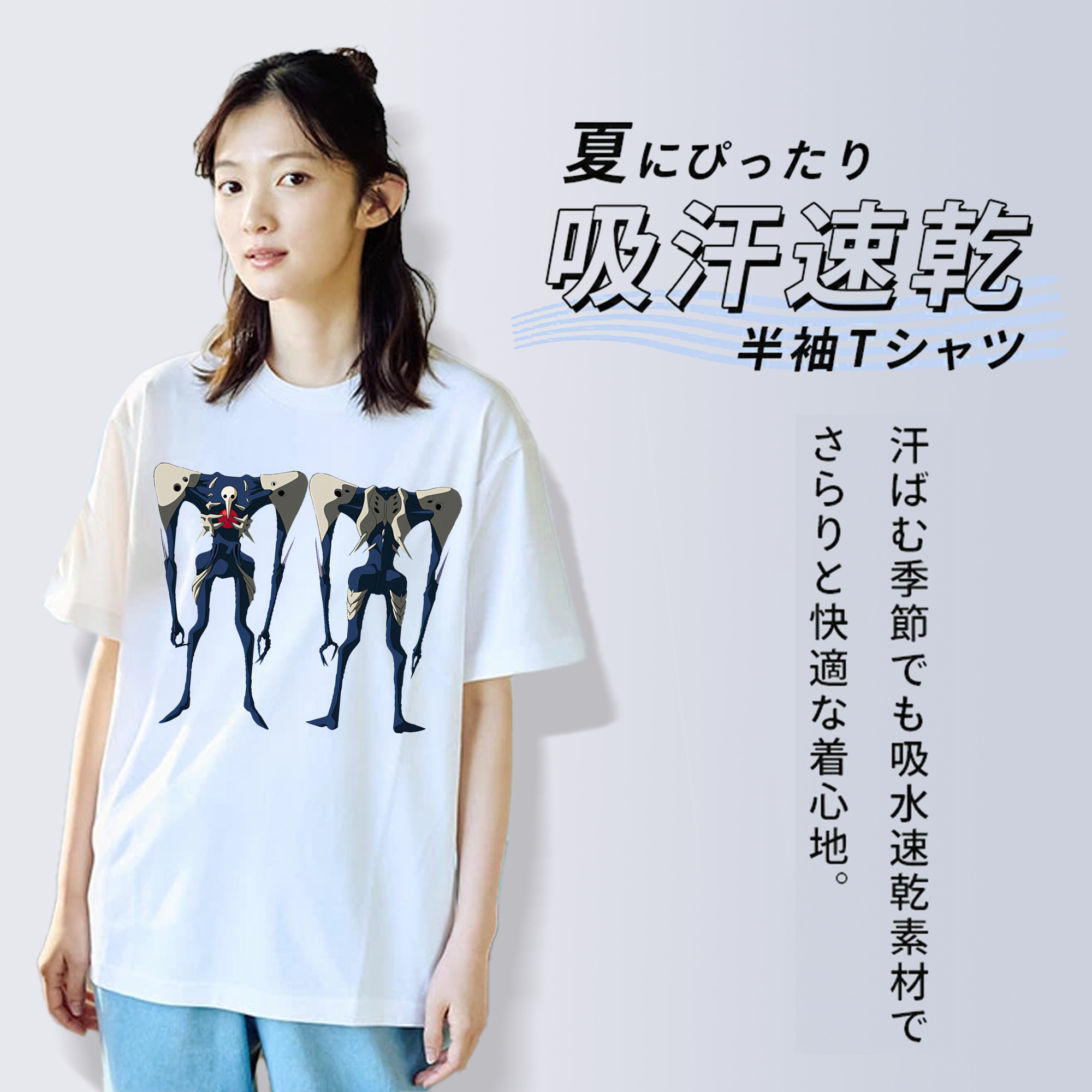 EVA 新世紀エヴァンゲリオン レディースカジュアルプリントTシャツ（綿100％）