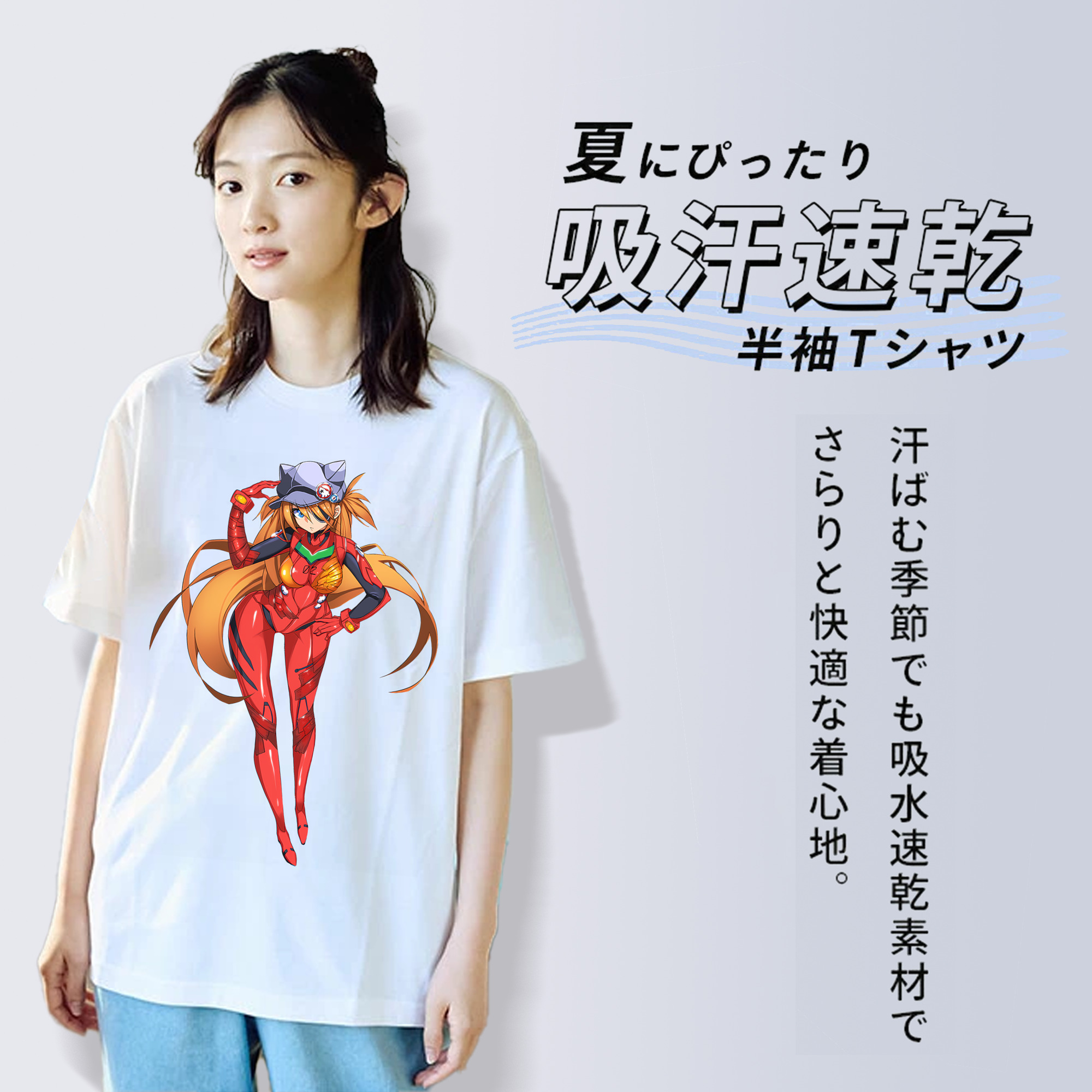 EVA 新世紀エヴァンゲリオン レディースカジュアルプリントTシャツ（綿100％）
