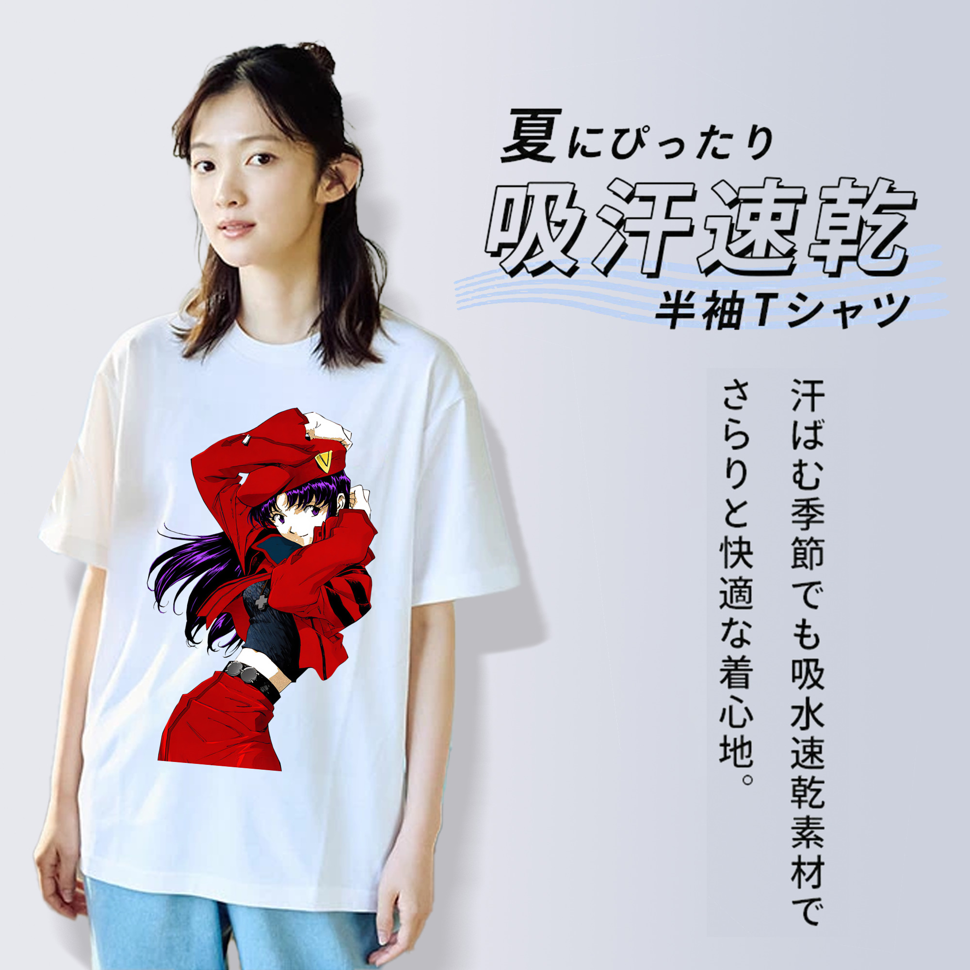 EVA 新世紀エヴァンゲリオン レディースカジュアルプリントTシャツ（綿100％）