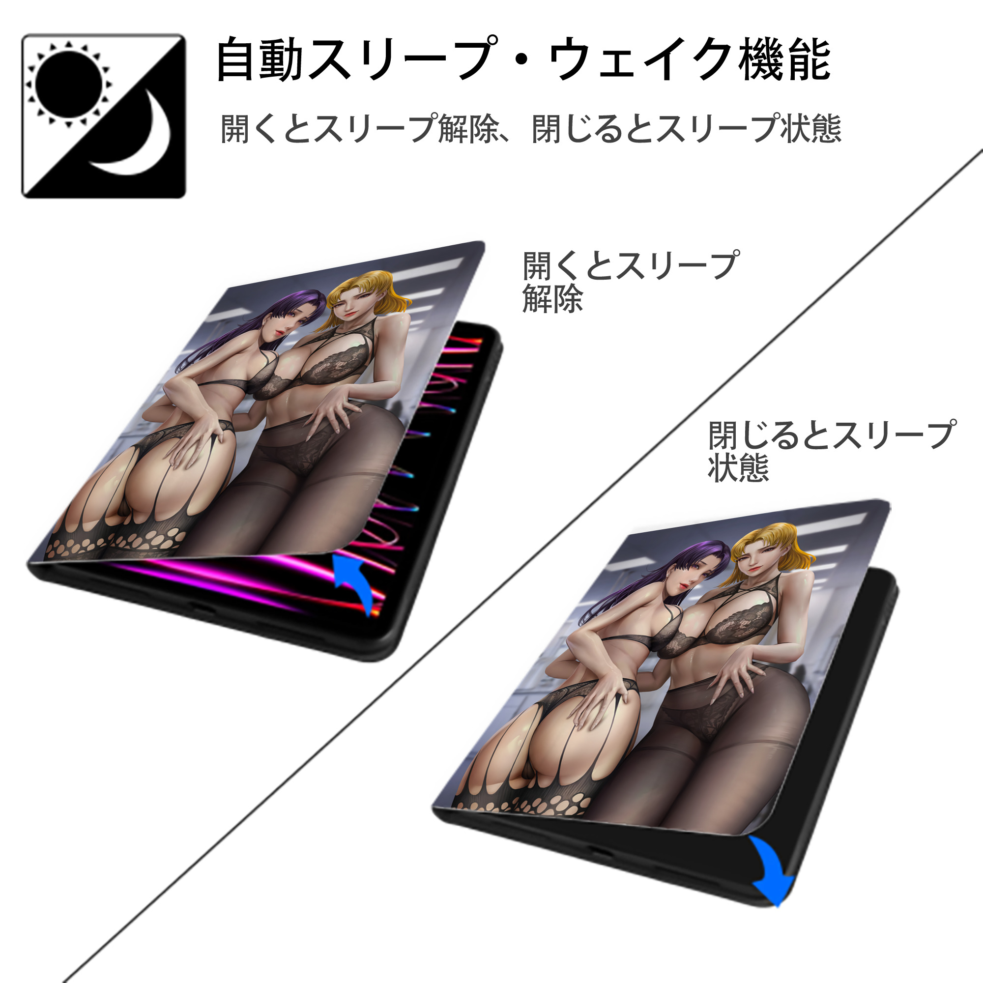 EVA 新世紀エヴァンゲリオン IPad ケース ペン収納付き 三つ折りスタンド PUレザー×シリコン 対応機種9.5/10.5/10.9インチ